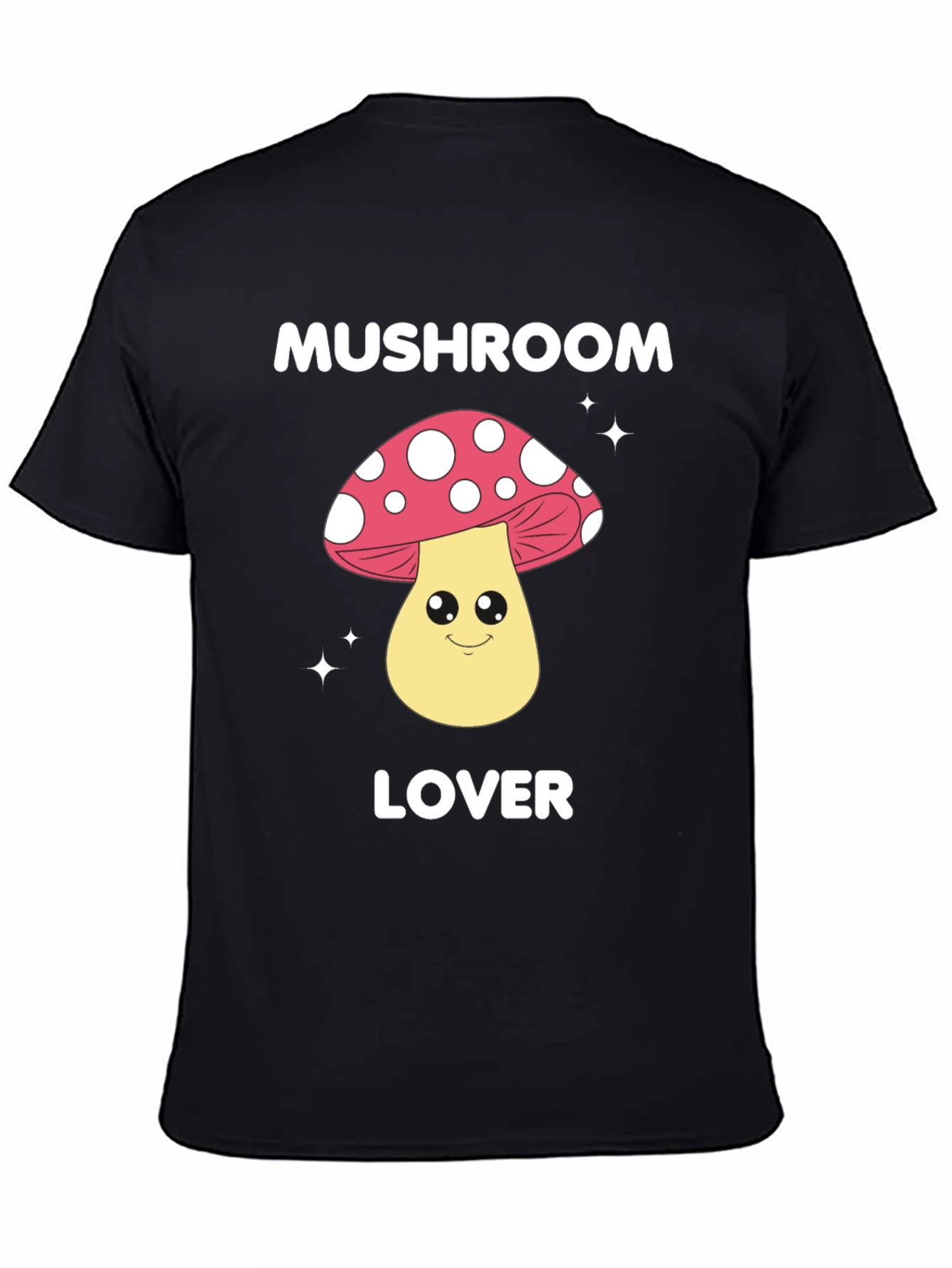 Black Mushroom Lover Graphic Tee - Fun Novelty Shirt view 4