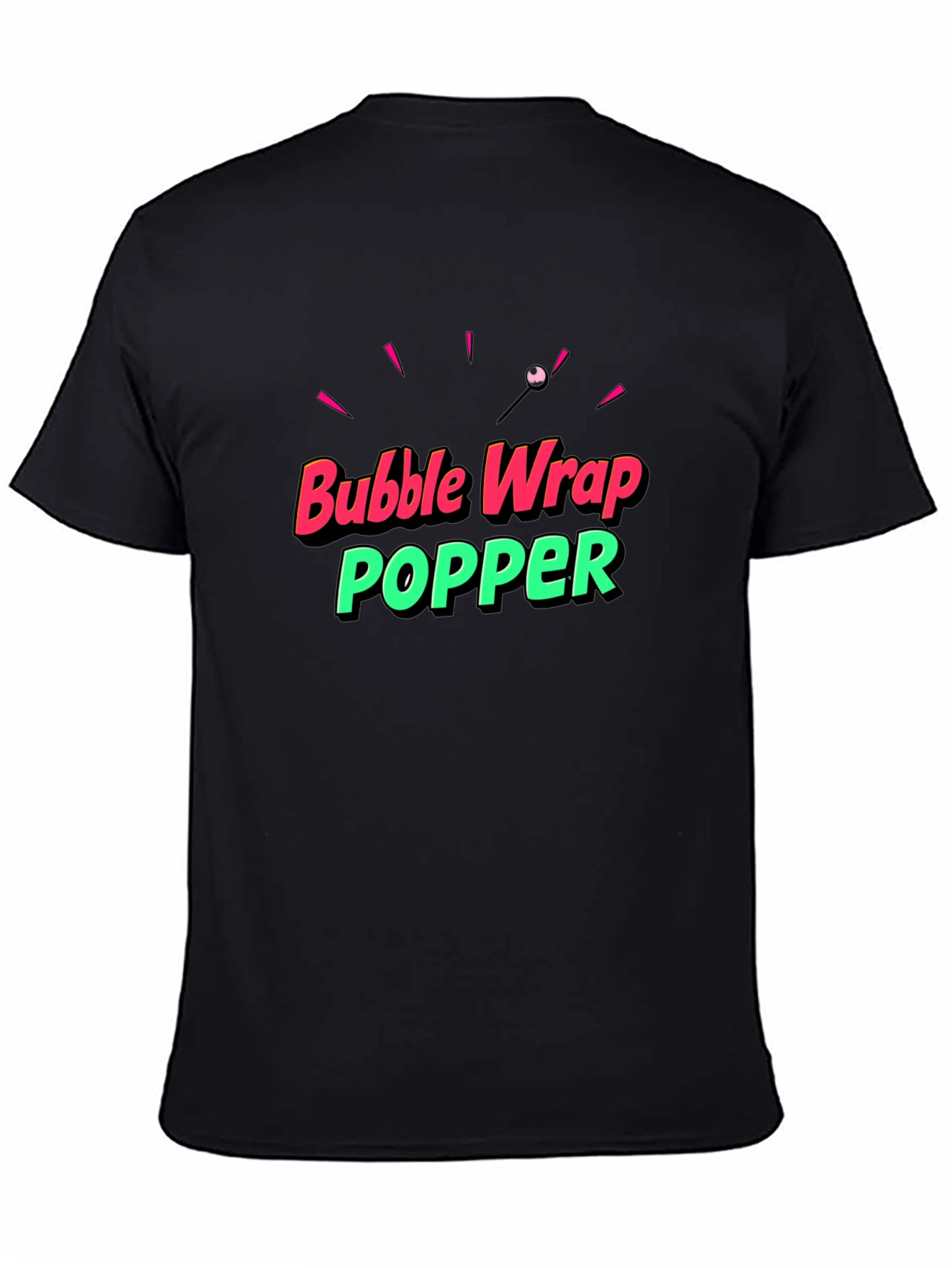 Black Bubble Wrap Popper Graphic T-Shirt view 4