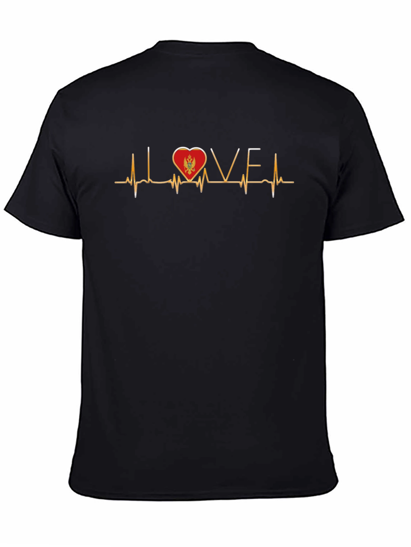 Black I Love Montenegro Heartbeat T-Shirt view 4