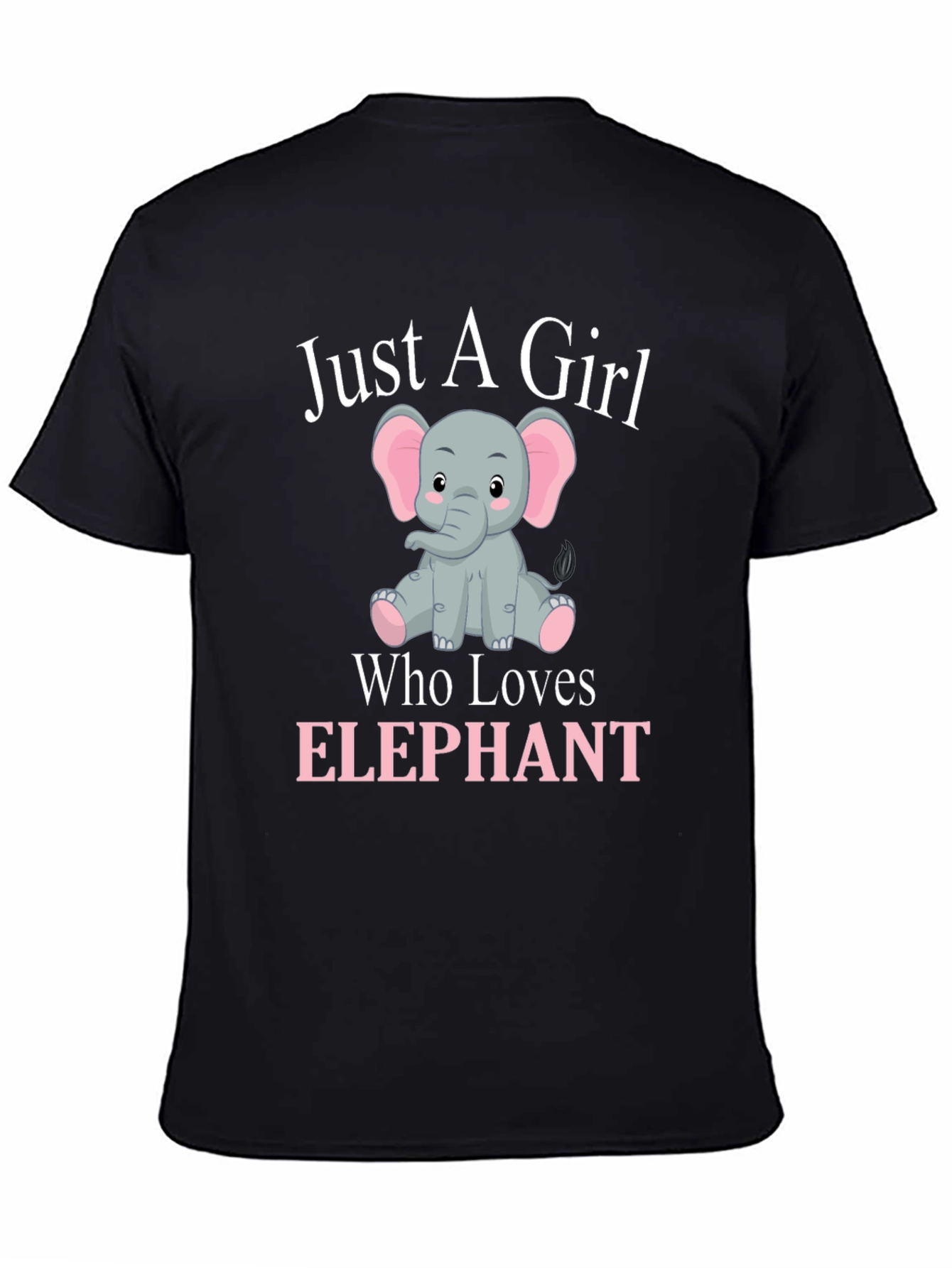 Black Just a Girl Who Loves Elephants T-Shirt view 4