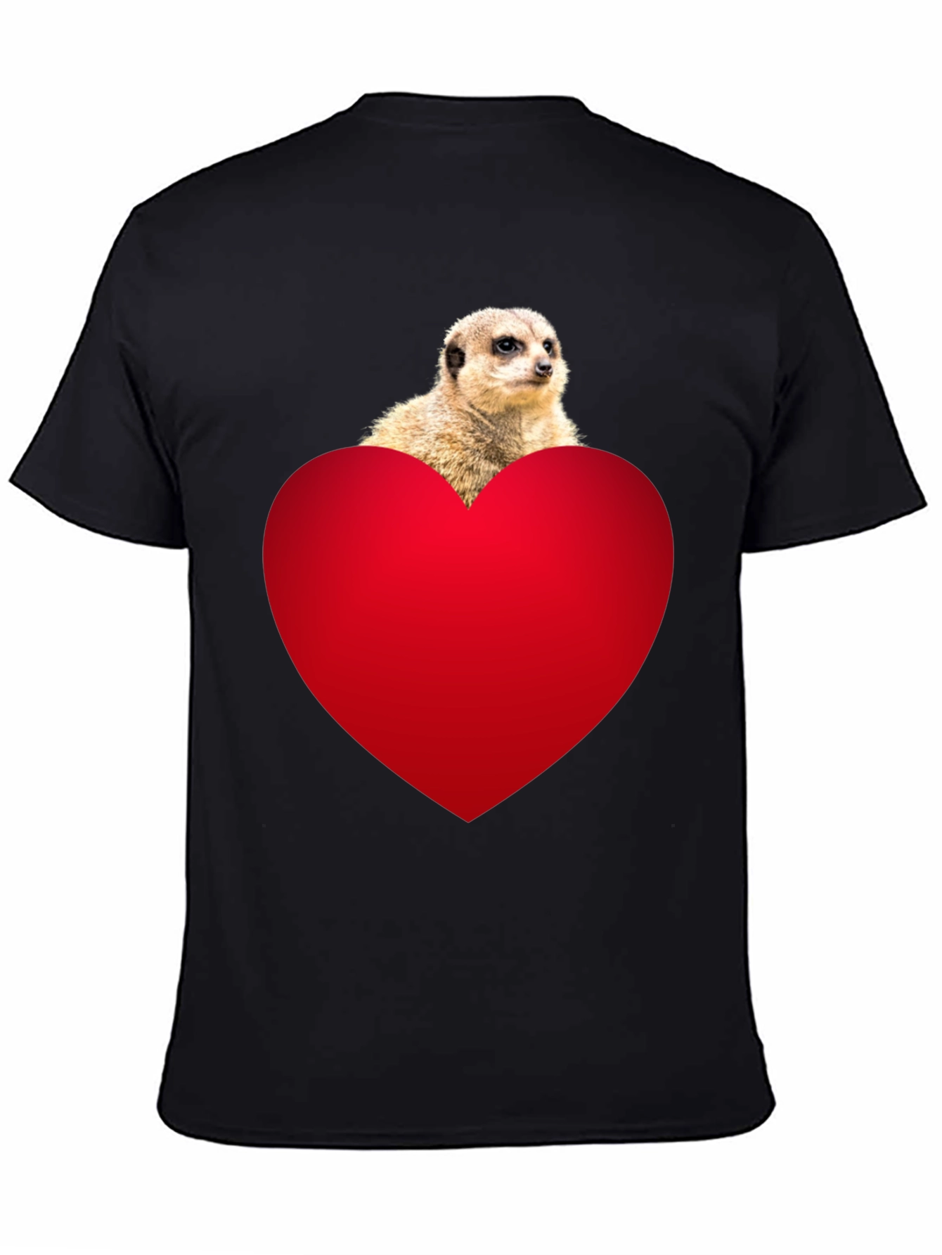 Black Meerkat Heart T-Shirt - Cute Animal Tee view 4