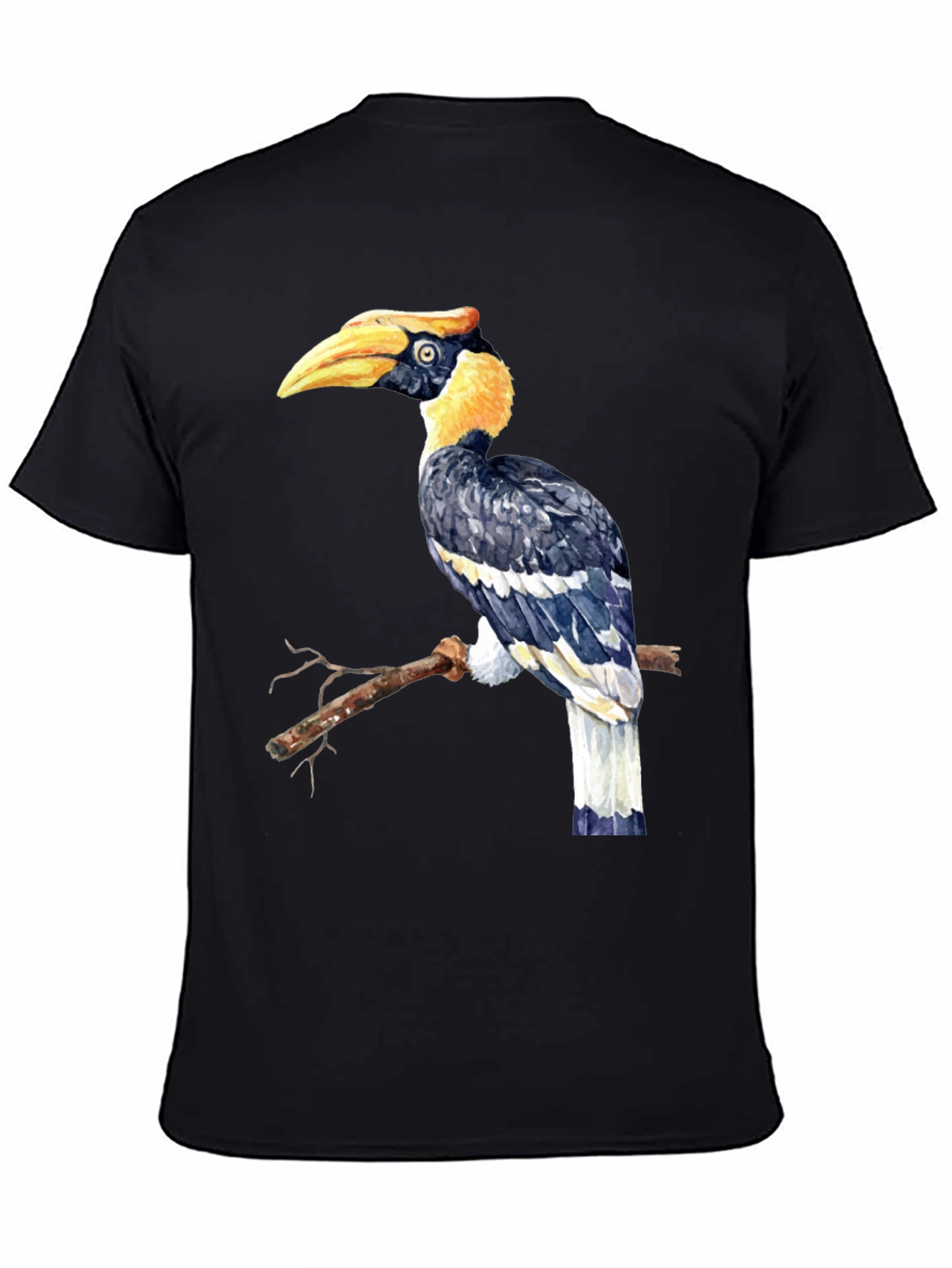 Black Hornbill Bird Graphic Tee - Unique Animal Design T-Shirt view 4