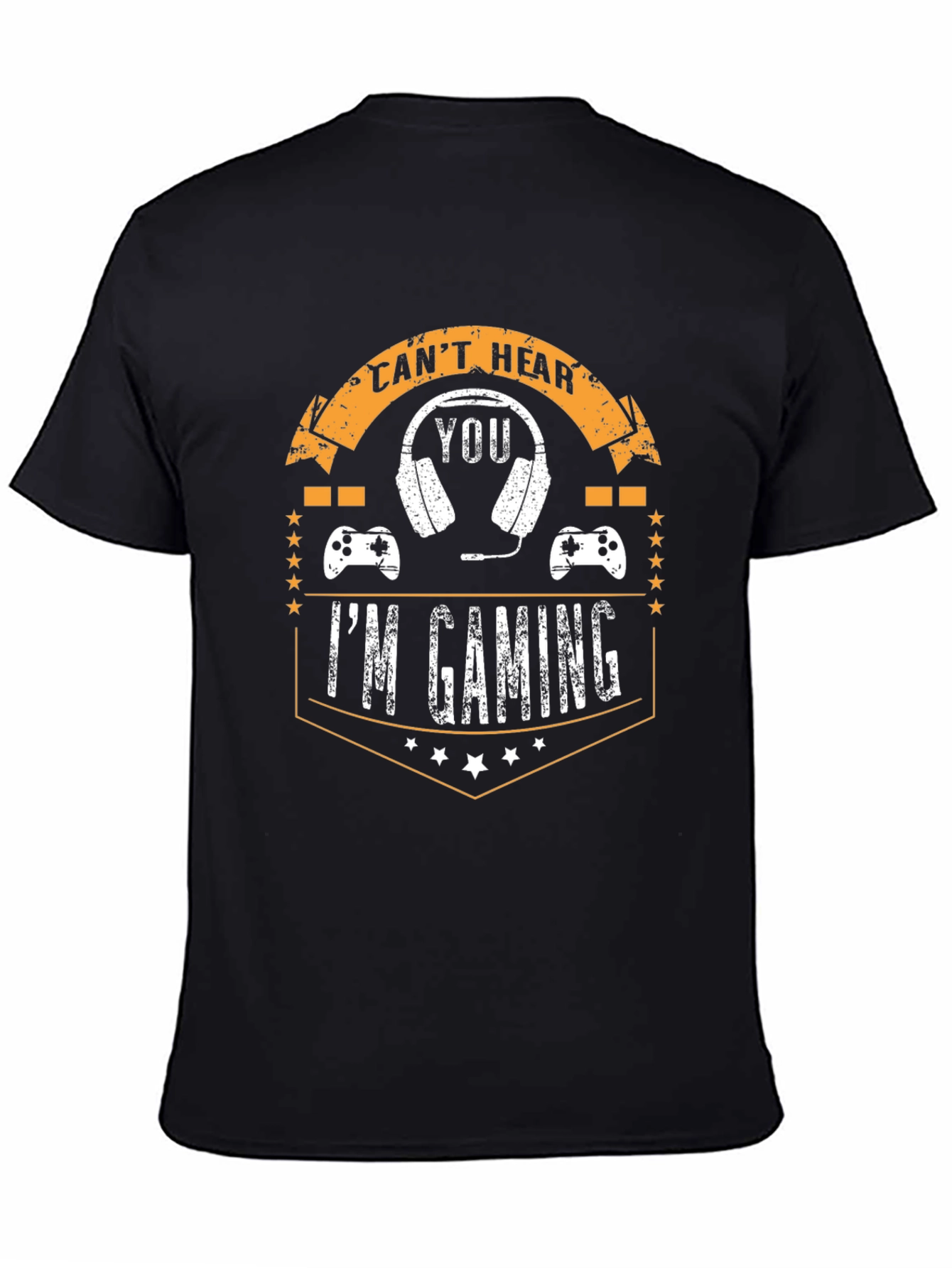 Black I Can't Hear You I'm Gaming Black T-Shirt view 4
