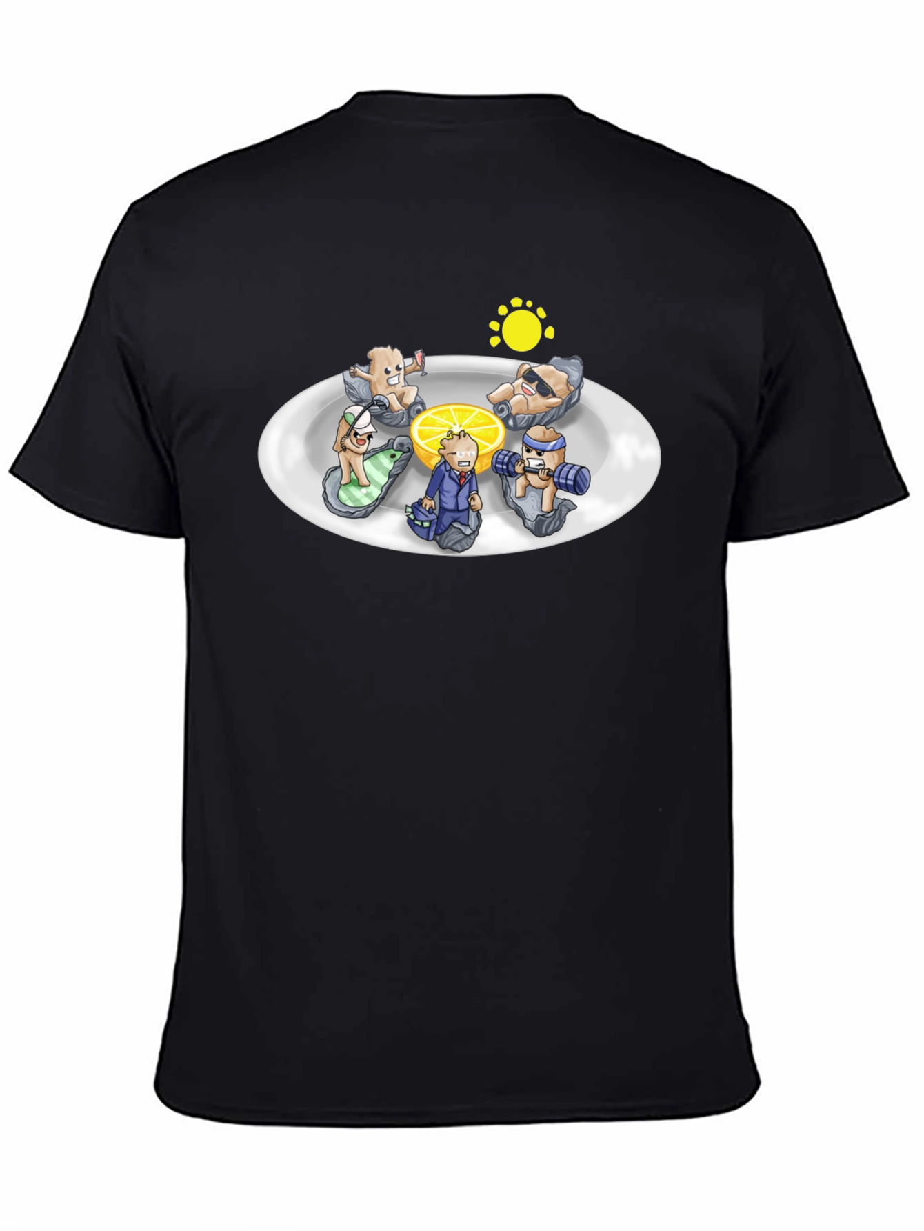 Black Oyster Character Graphic Black T-Shirt view 4