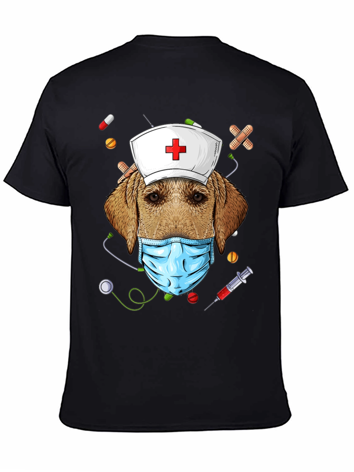 Black Dog Nurse Novelty Graphic T-Shirt view 4