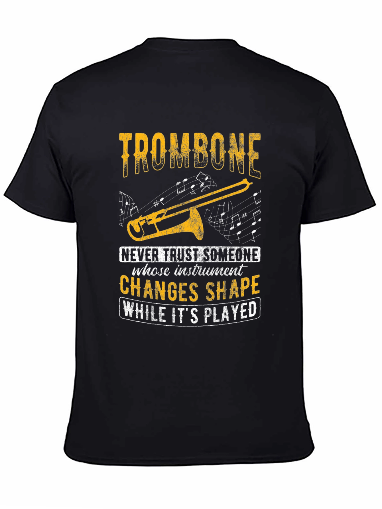 Black Trombone T-Shirt - Instrument Humor Tee view 4