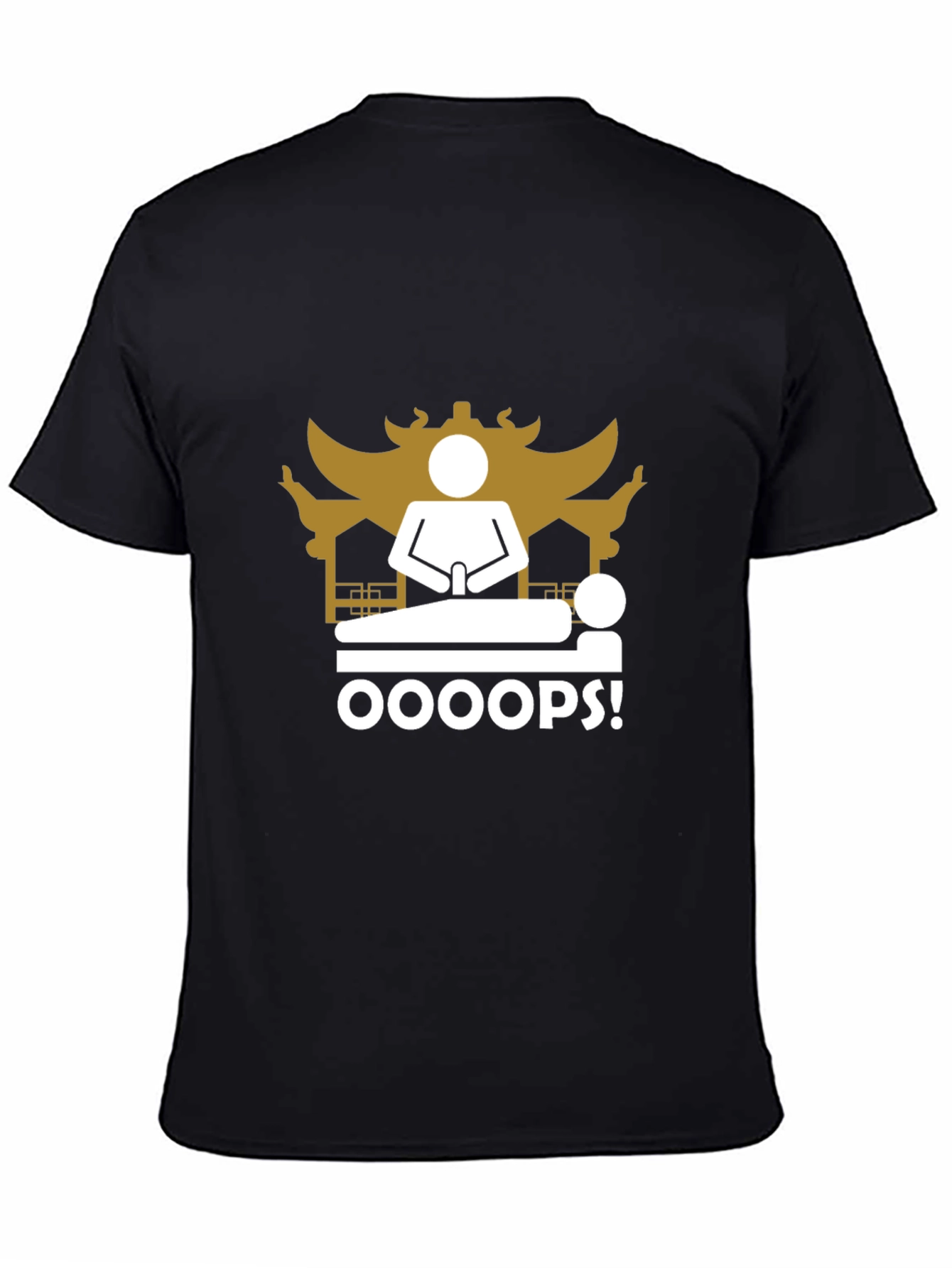 Black Oops! Funny Black T-Shirt - Unique Graphic Tee view 4