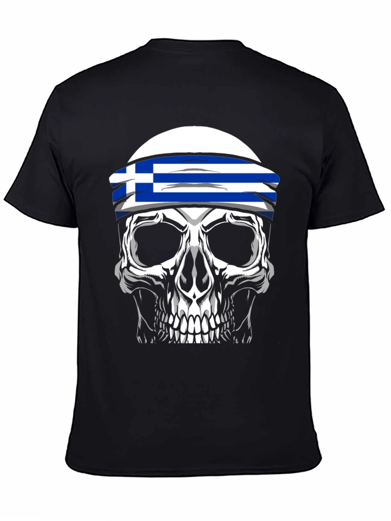 Greek Flag Skull T-Shirt - 4