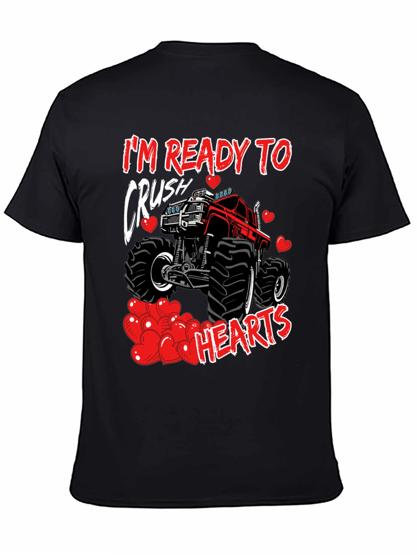 Black Crush Hearts Monster Truck Graphic Tee view 4
