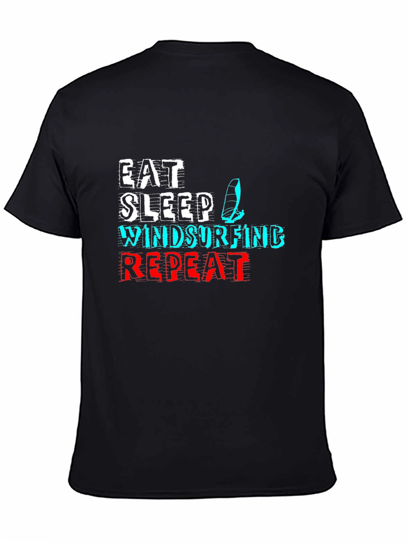 Black Eat Sleep Windsurfing Repeat T-Shirt view 4