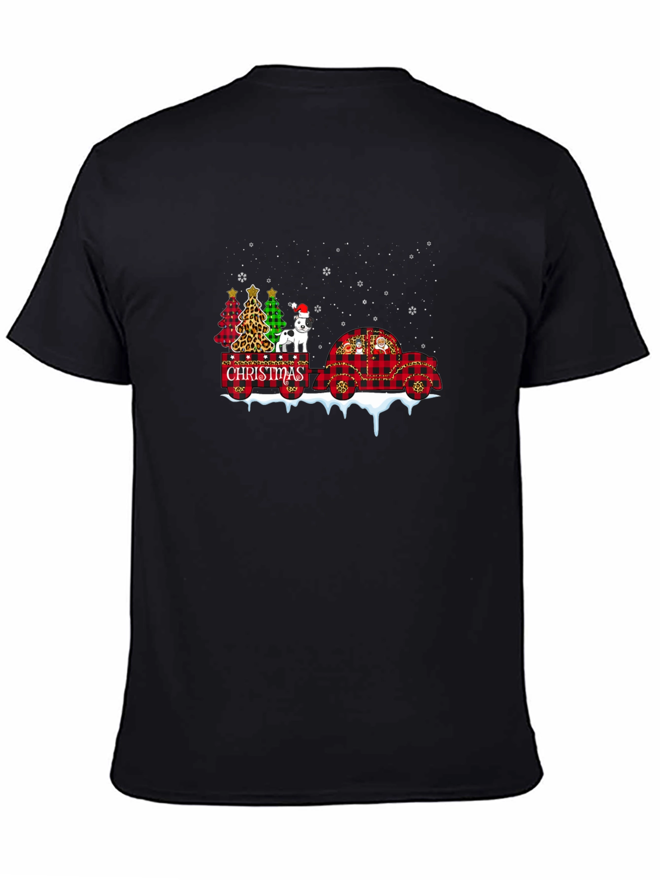 Black Festive Christmas Dog Graphic Tee view 4