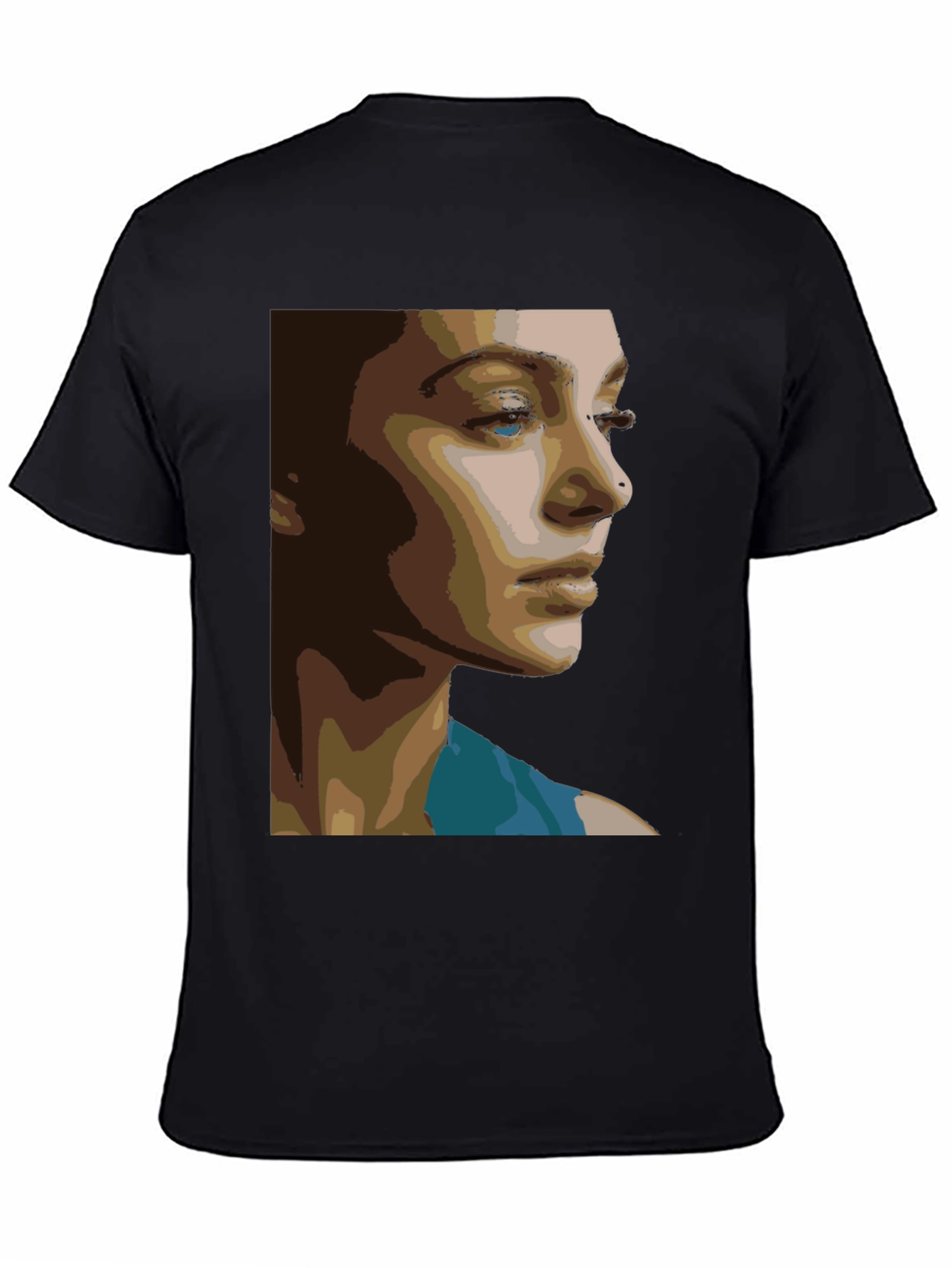Black Abstract Portrait Graphic Tee - Unisex Black T-Shirt view 4