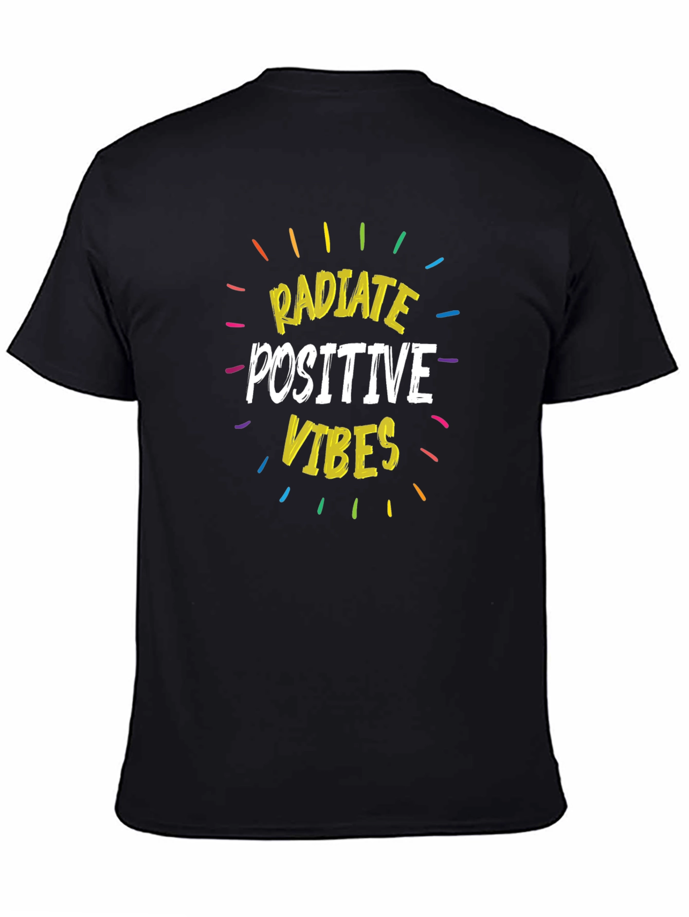 Black Radiate Positive Vibes Graphic T-Shirt view 4