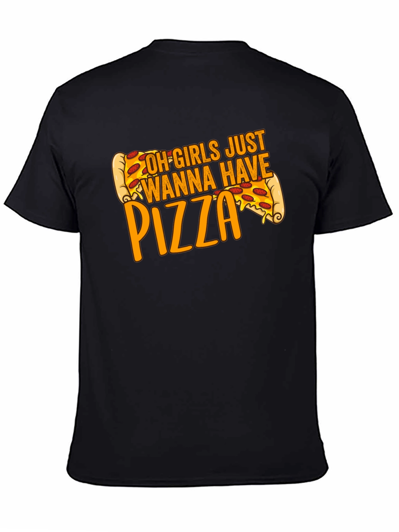 Black Pizza Lover T-Shirt - Girls Just Wanna Have Pizza Graphic Tee view 4