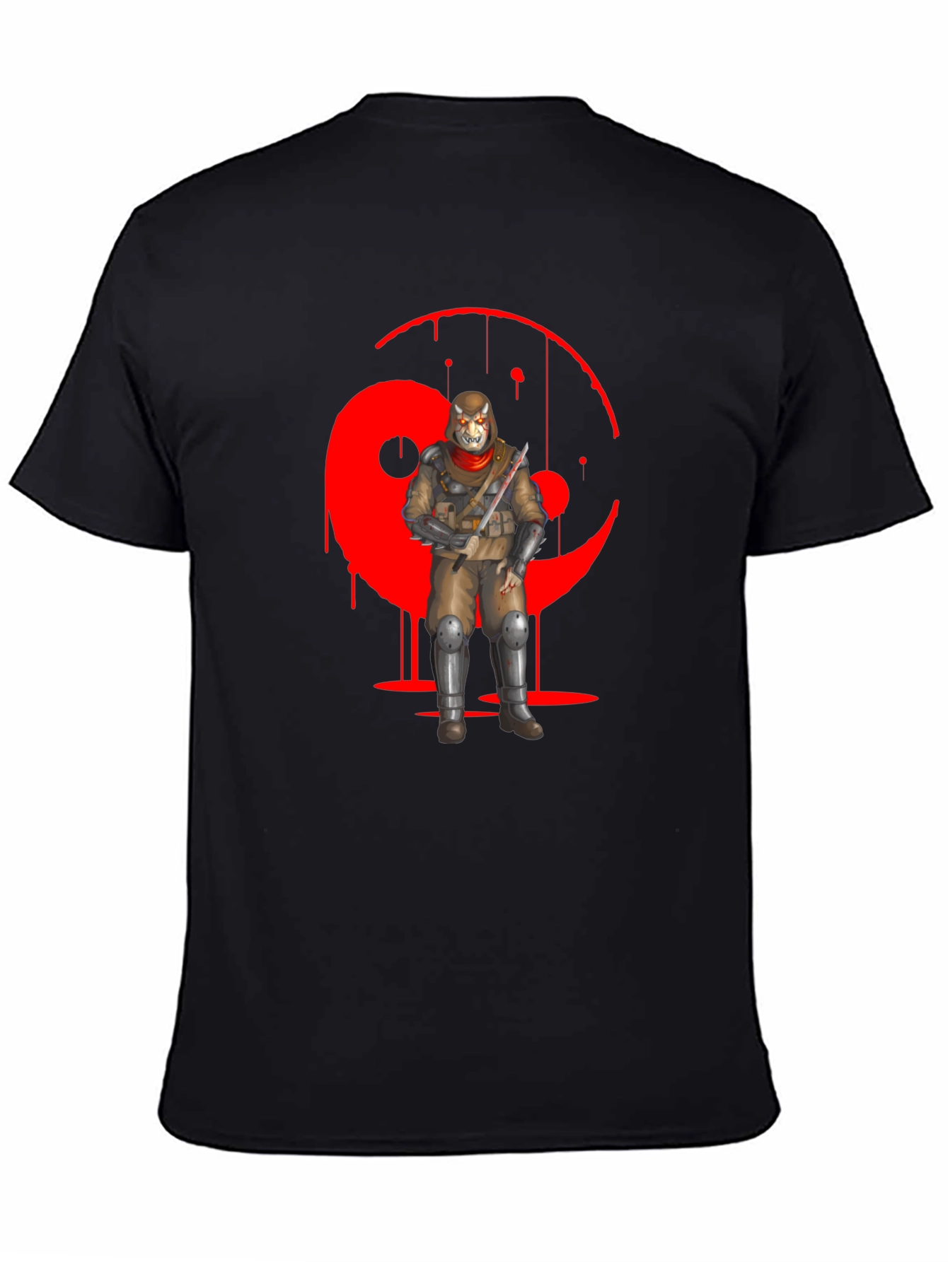 Black Red Yin Yang Ninja Graphic Black T-Shirt view 4