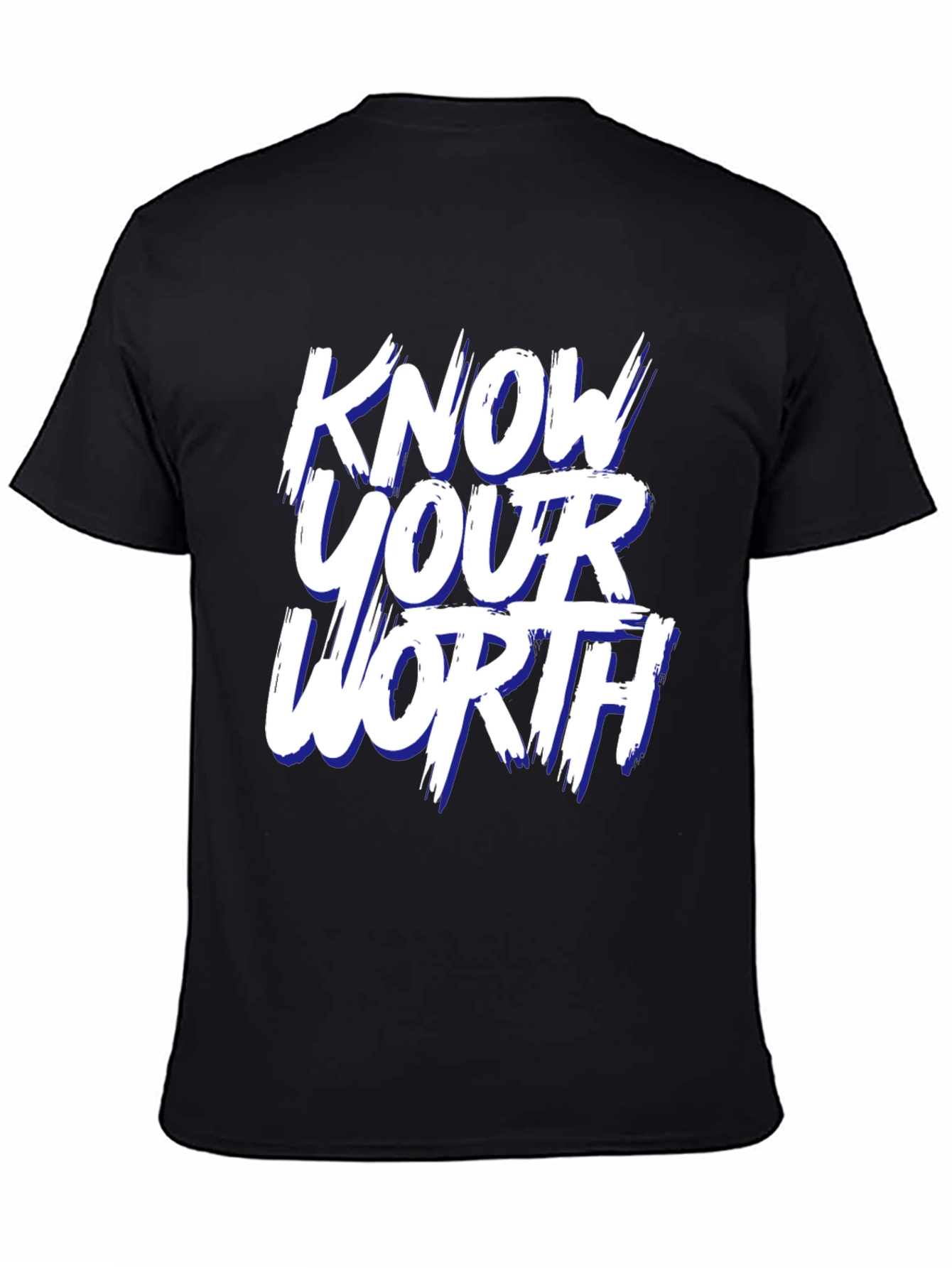 Black Know Your Worth Graphic Tee - Black Cotton Blend view 4