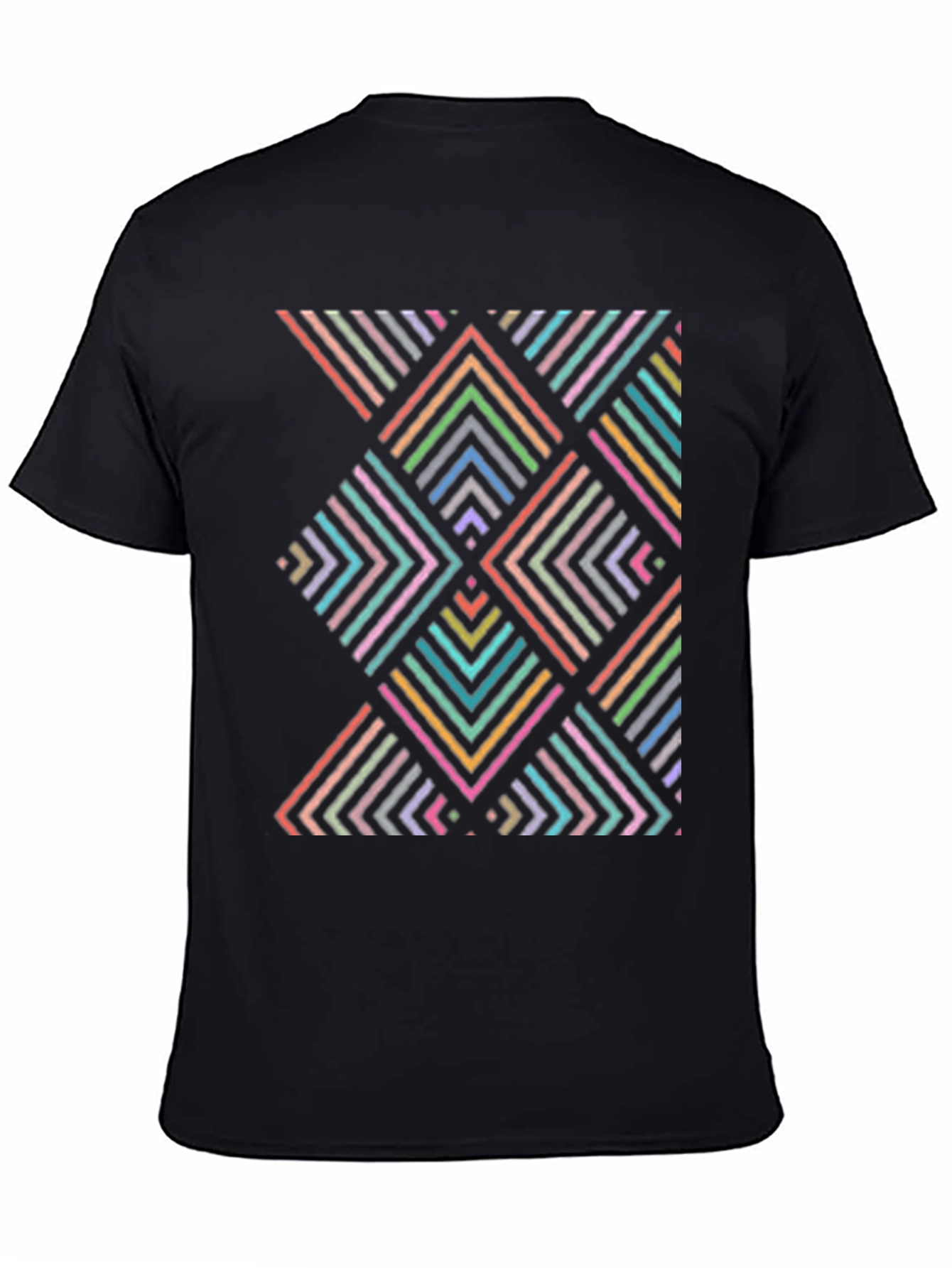 Geometric Arrow Pattern T-Shirt - Black - 4