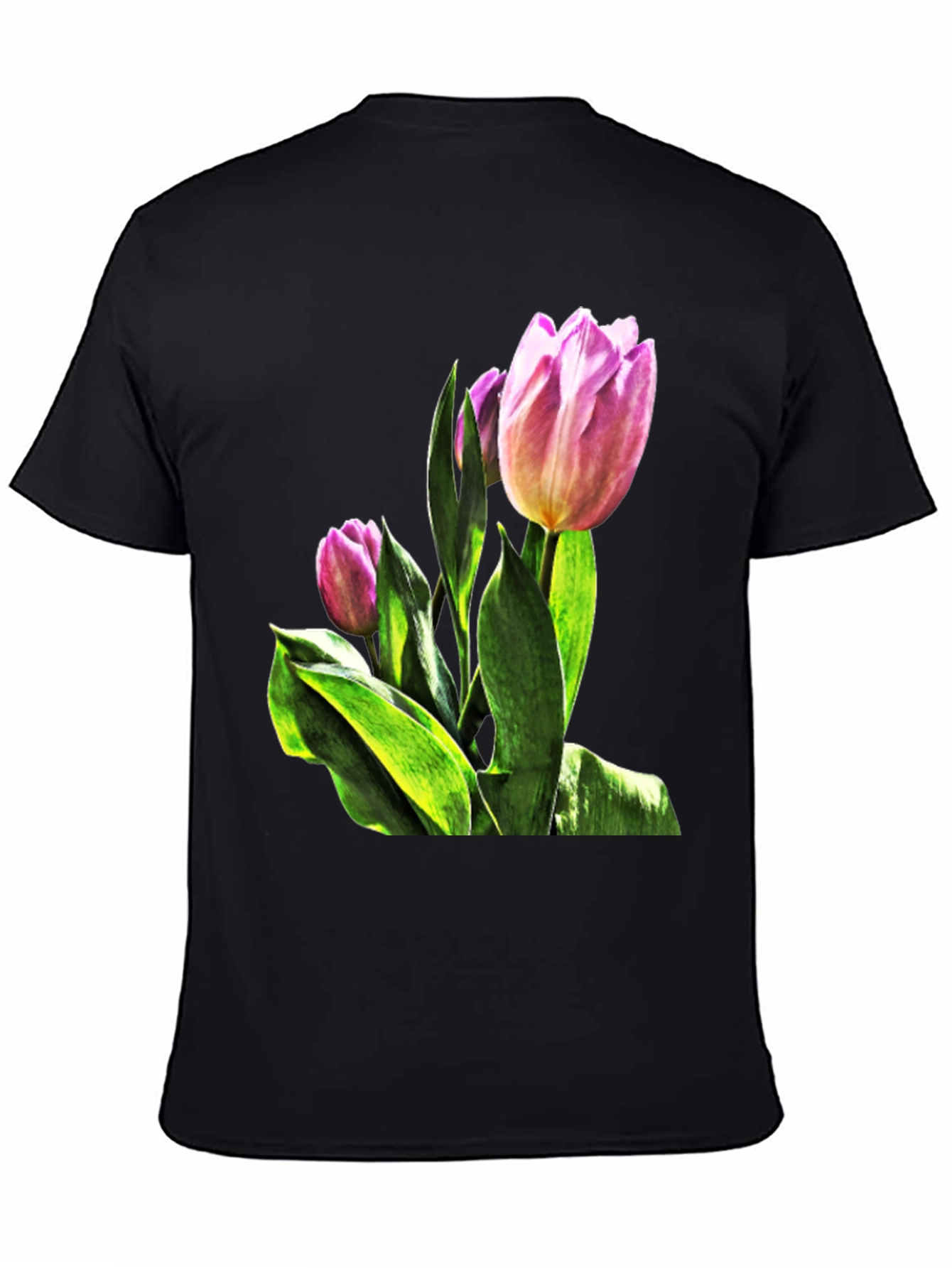 Black Tulip Flower Graphic T-Shirt - Stylish Floral Tee view 4
