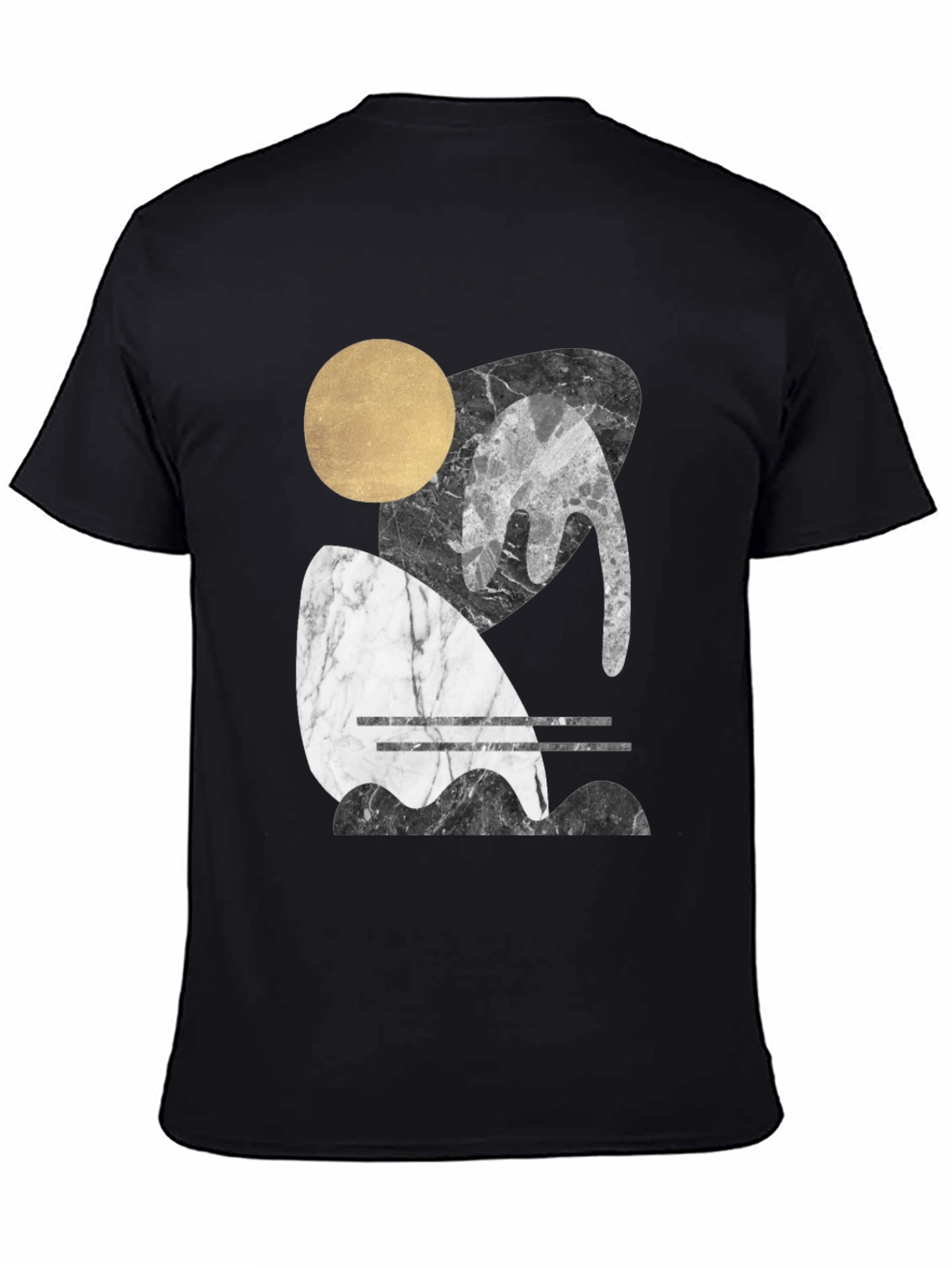 Black Modern Abstract Graphic T-Shirt view 4