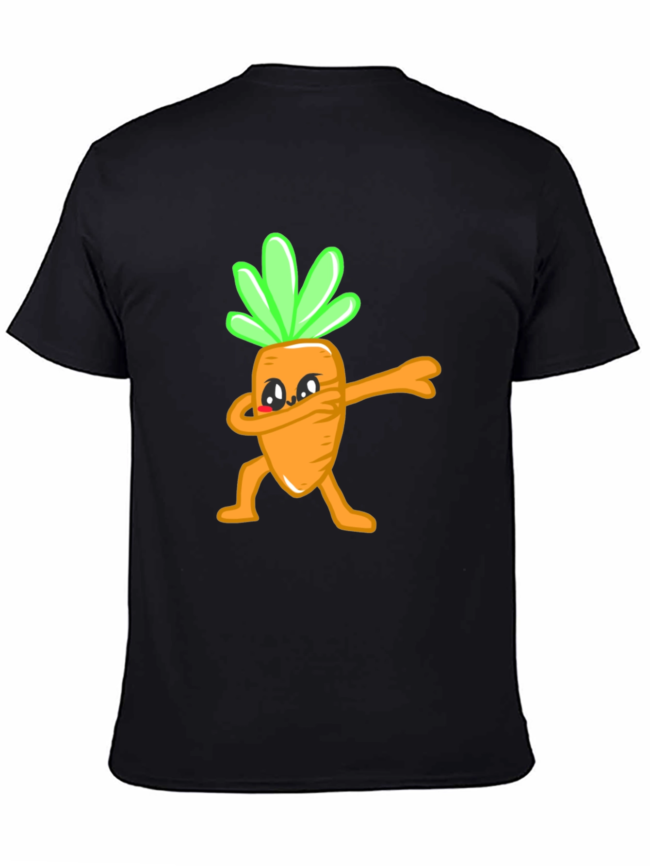 Black Funny Dabbing Carrot Graphic Tee - Black Cotton T-Shirt view 4