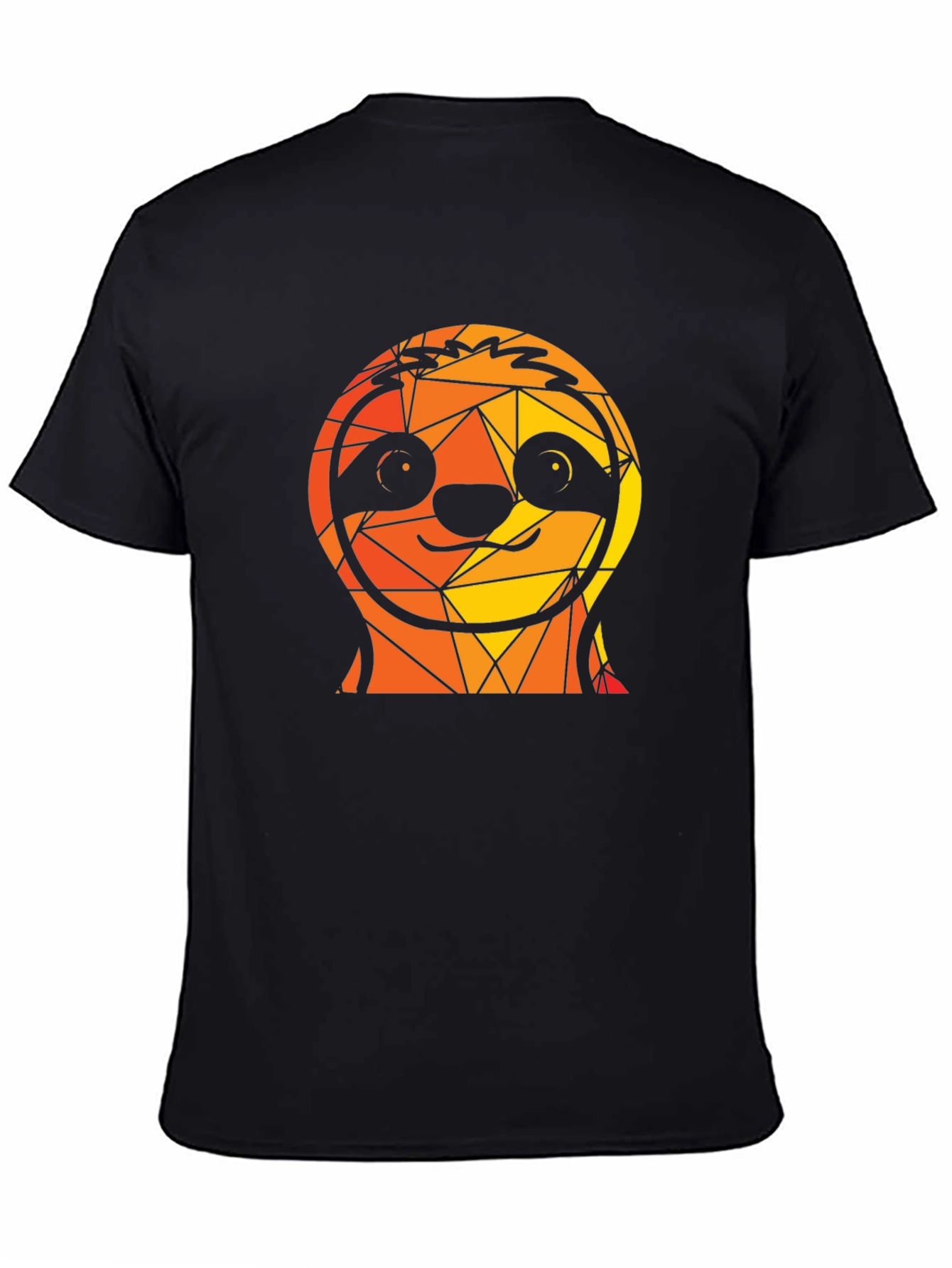 Black Geometric Sloth Graphic Black T-Shirt view 4