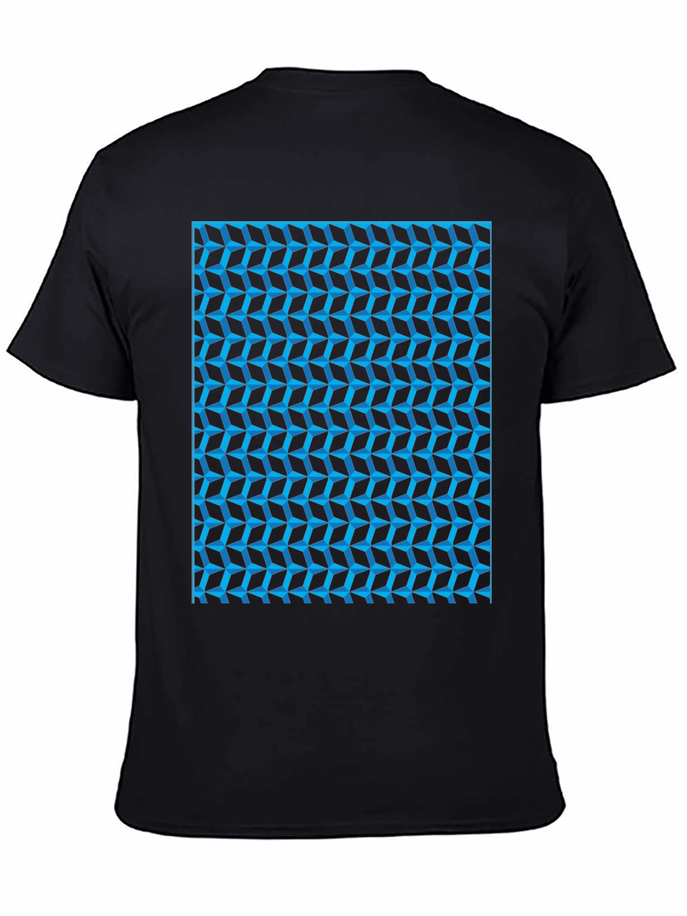 Black Abstract Geometric Print Black T-Shirt view 4