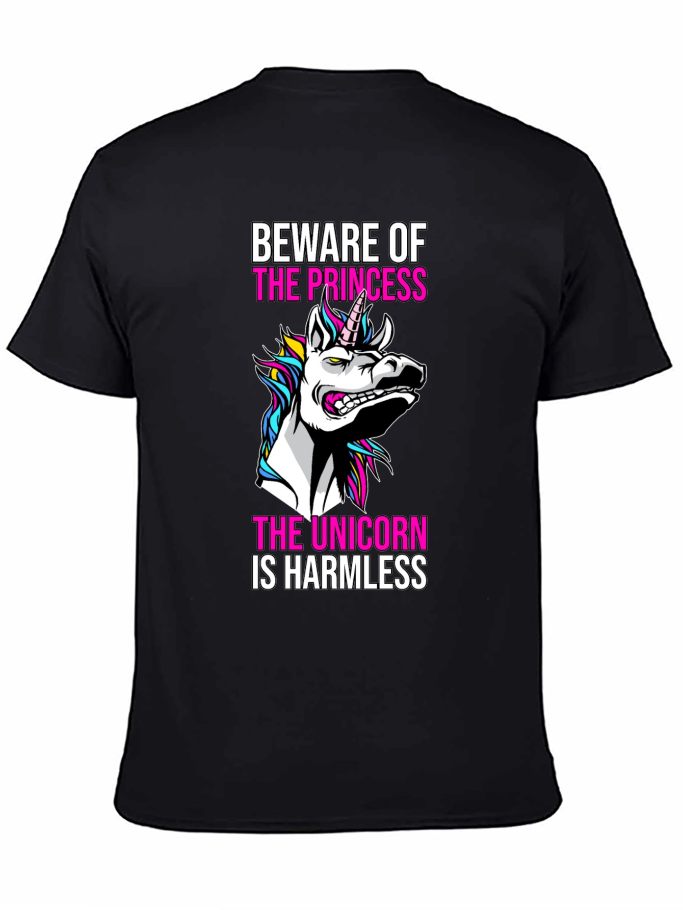 Black Beware the Princess, Unicorn T-Shirt view 4