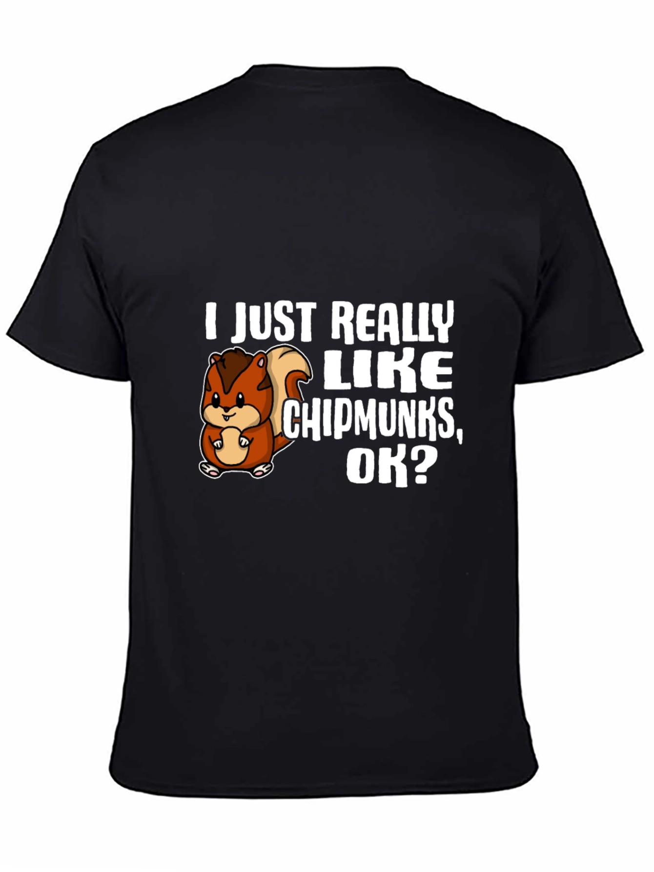 Black I Just Really Like Chipmunks, OK? T-Shirt view 4