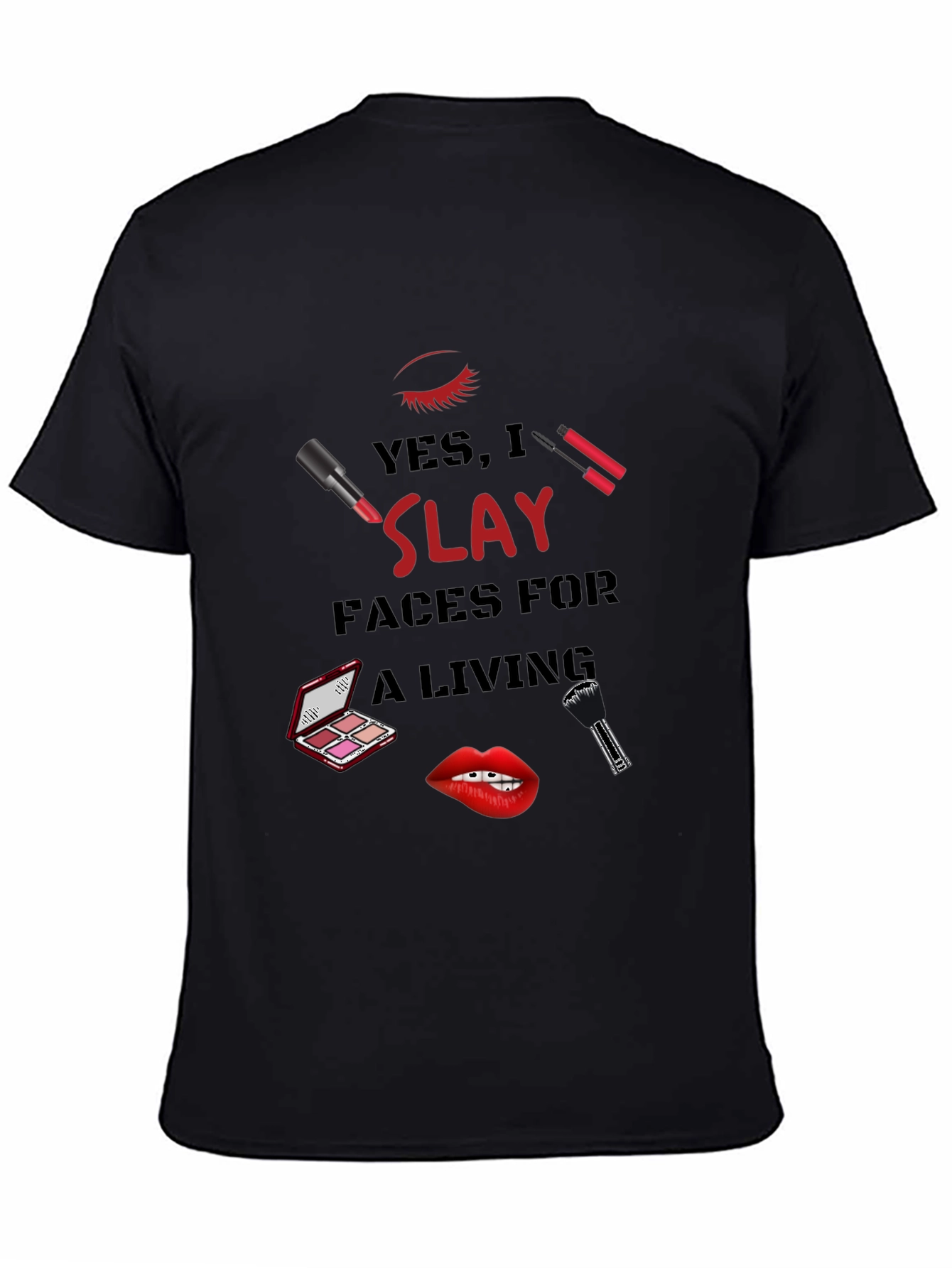 Black Slay Faces Graphic Tee - Makeup Artist T-Shirt view 4