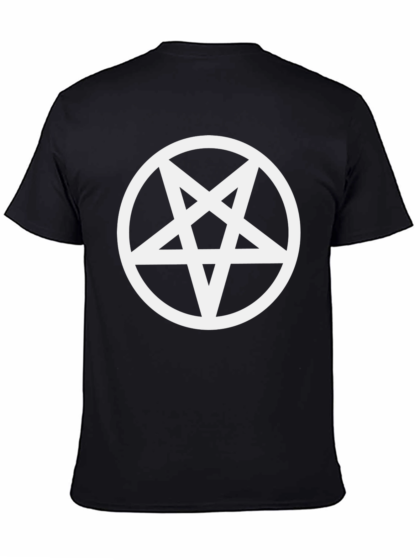 Black Black T-Shirt with White Pentagram Design view 4