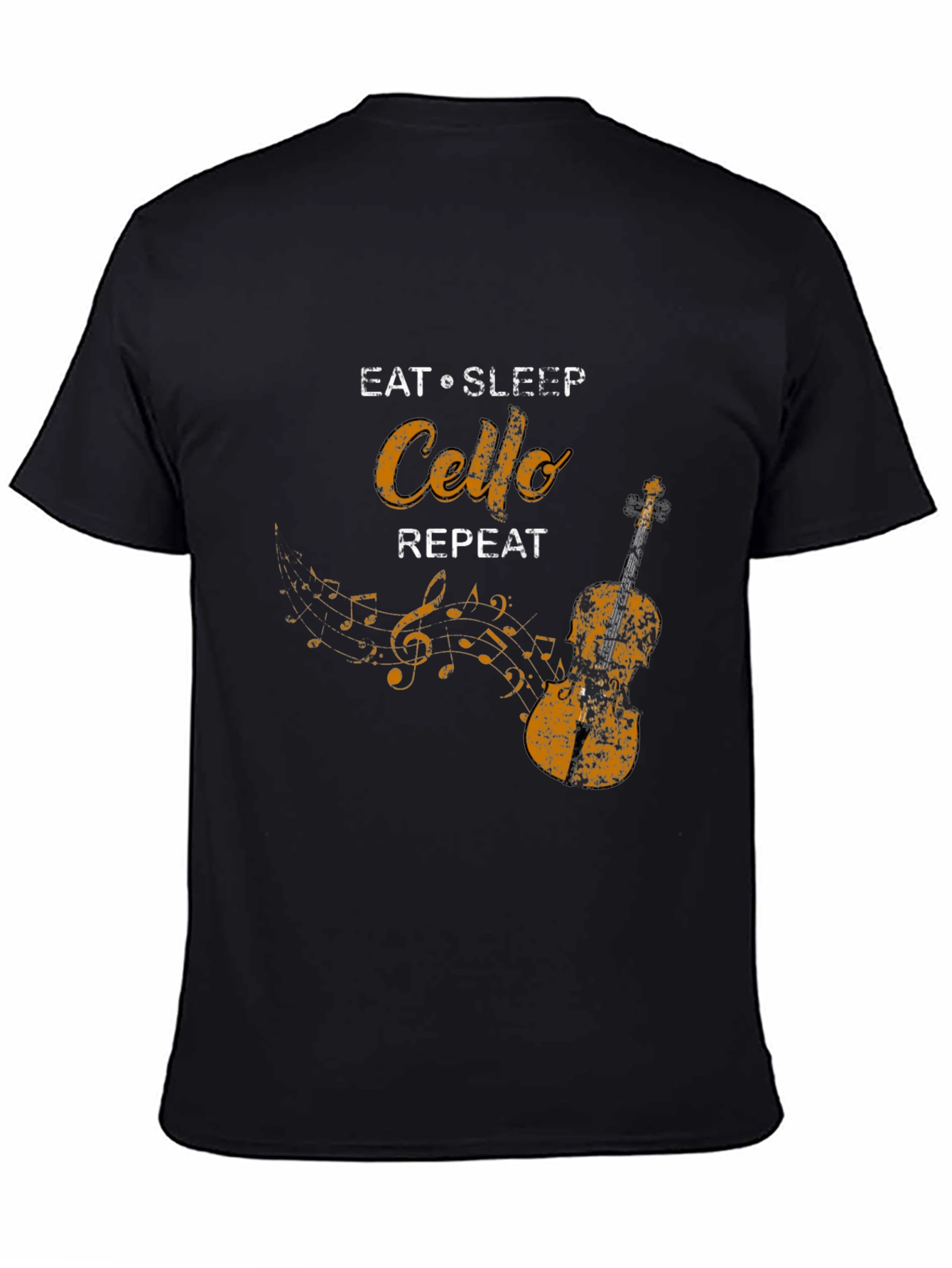 Black Eat Sleep Cello Repeat Black T-Shirt view 4