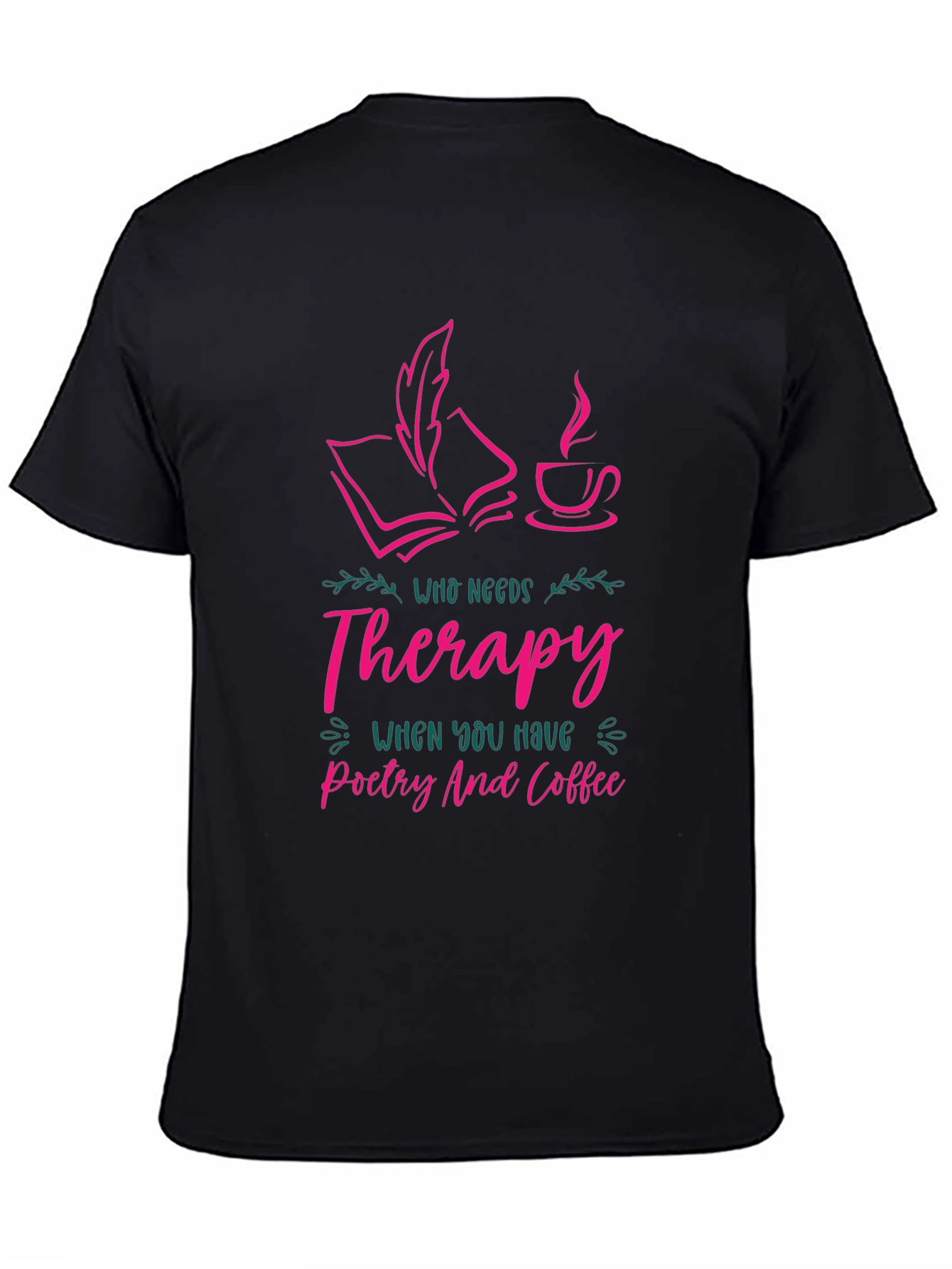 Black Poetry & Coffee Therapy T-Shirt - Book Lover Tee view 4