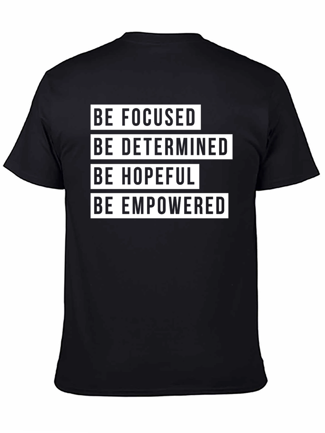 Black Motivational Graphic T-Shirt: Be Focused view 4