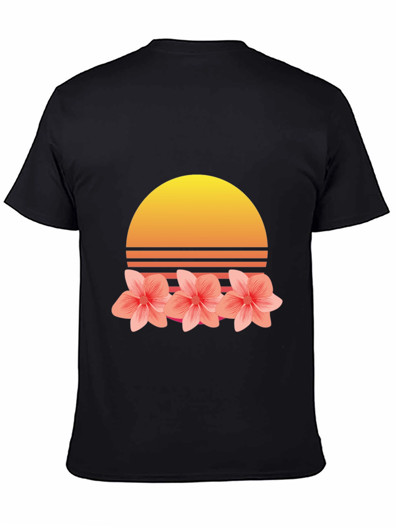 Black Retro Sunset Floral T-Shirt view 4