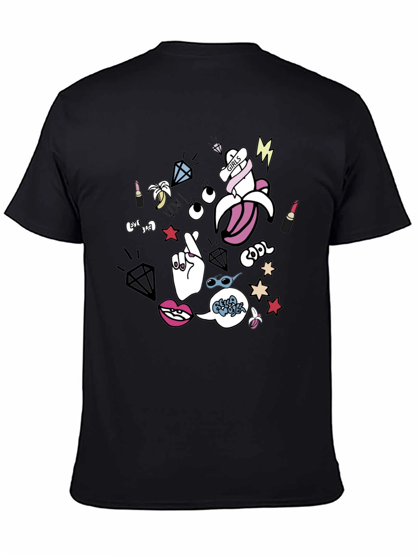 Black Funky Graphic Print T-Shirt view 4