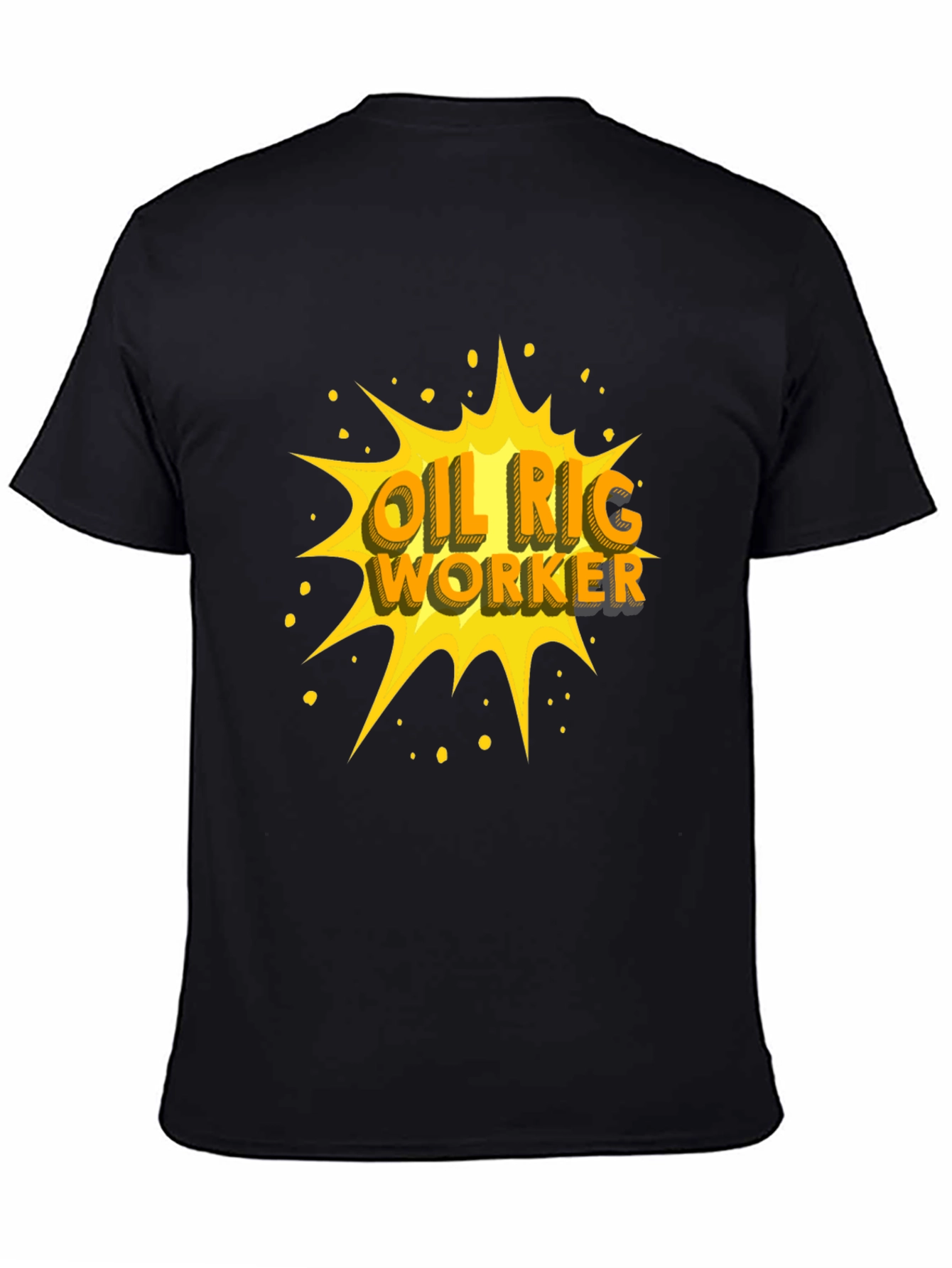Black Oil Rig Worker Graphic Tee - Black Crew Neck T-Shirt view 4
