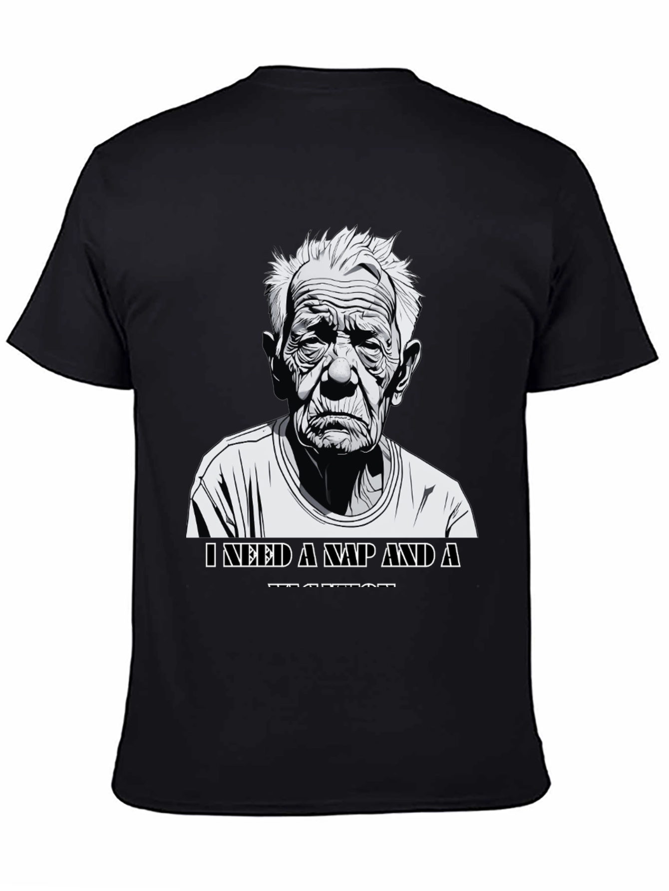 Black Funny Old Man Nap T-Shirt view 4