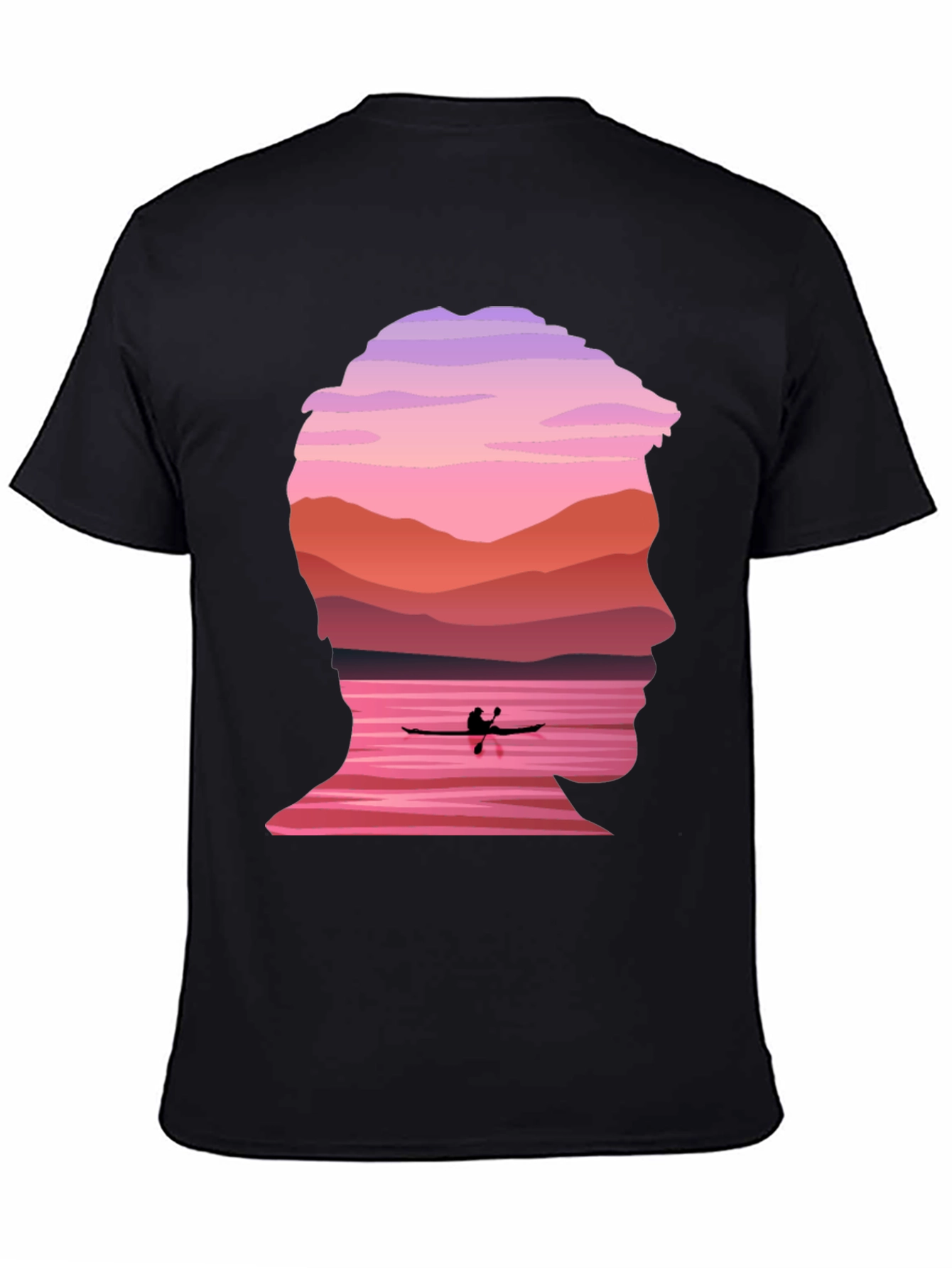 Black Silhouette Kayak Graphic Tee - Nature Inspired Design view 4