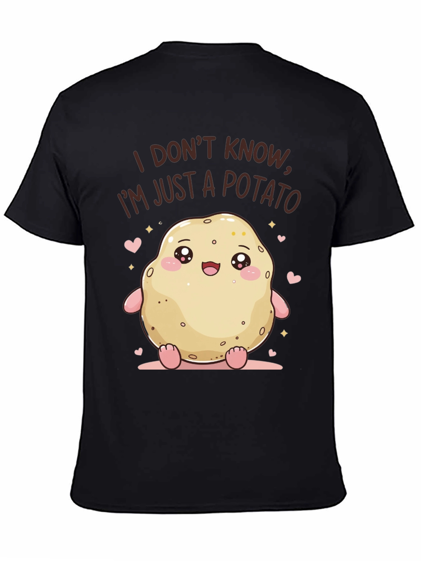 Black Cute Potato Graphic Tee - Funny Kawaii T-Shirt view 4