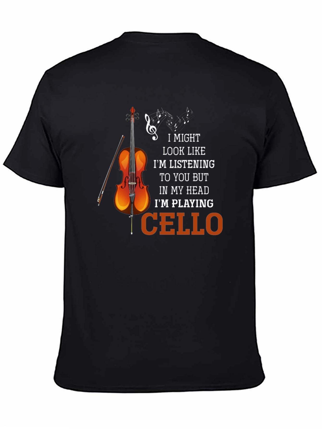 Black Cello Player T-Shirt Funny Musician Tee view 4