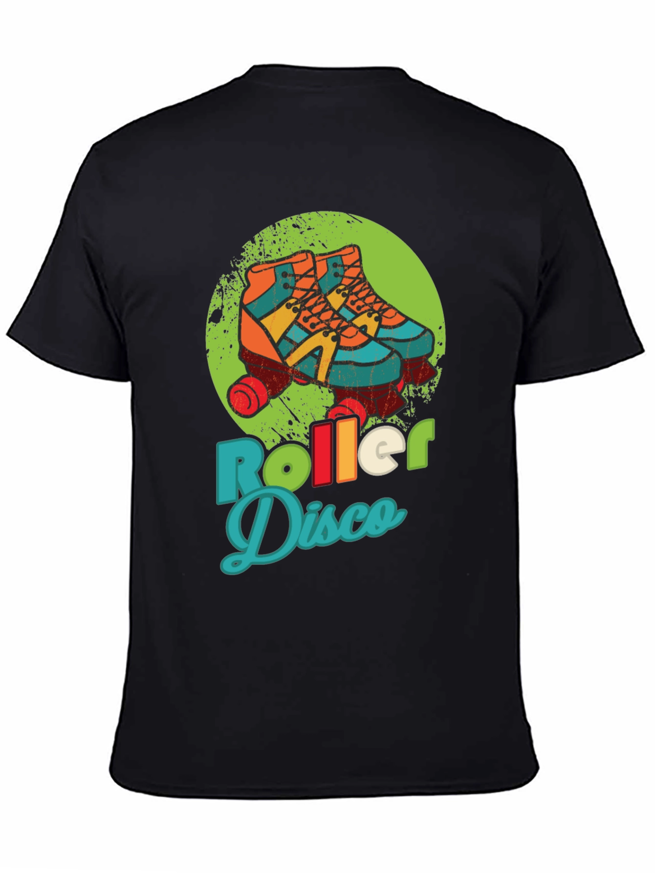 Black Retro Roller Disco T-Shirt - Vintage Style Skate Tee view 4