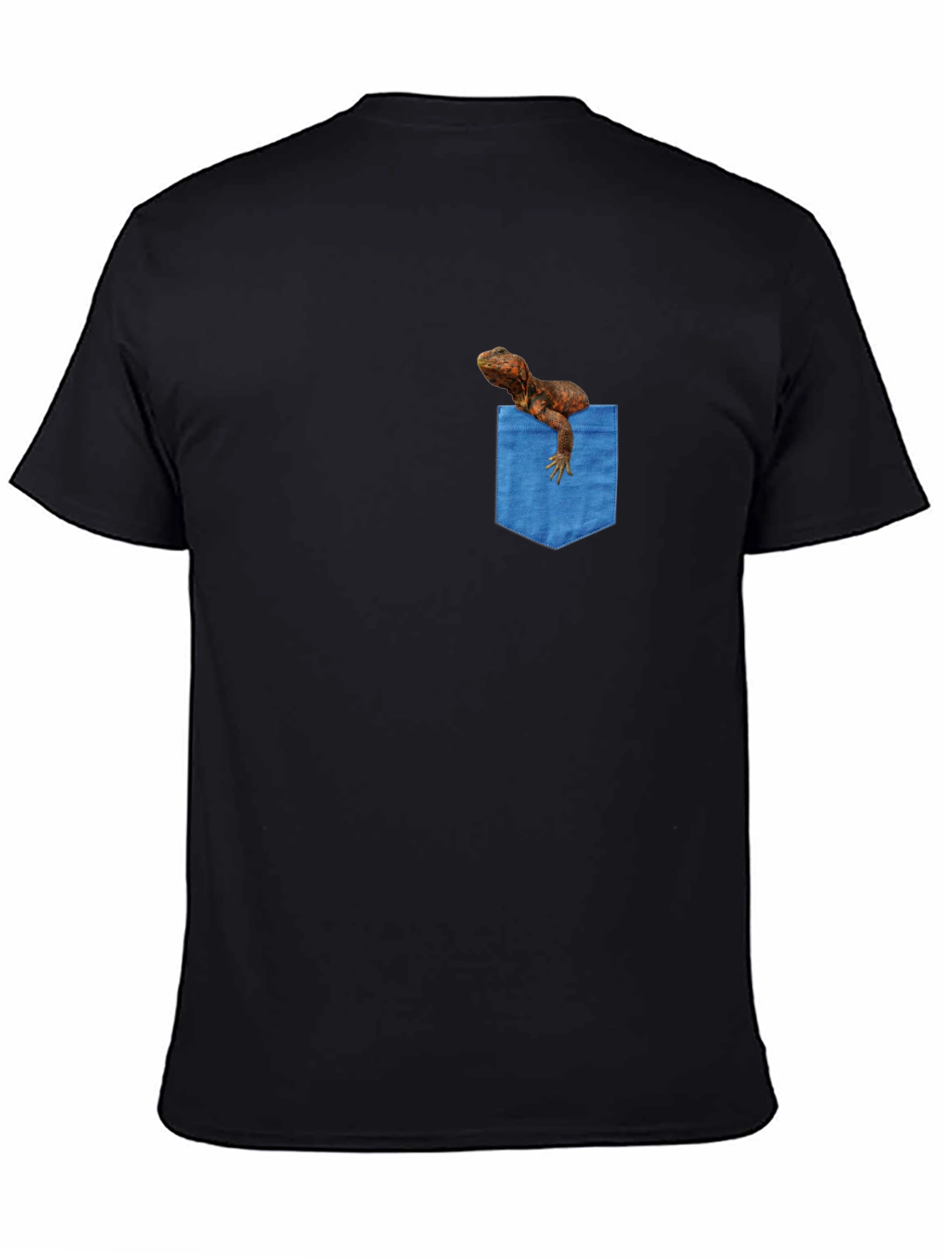 Black Bearded Dragon Pocket Tee - Novelty Graphic T-Shirt view 4