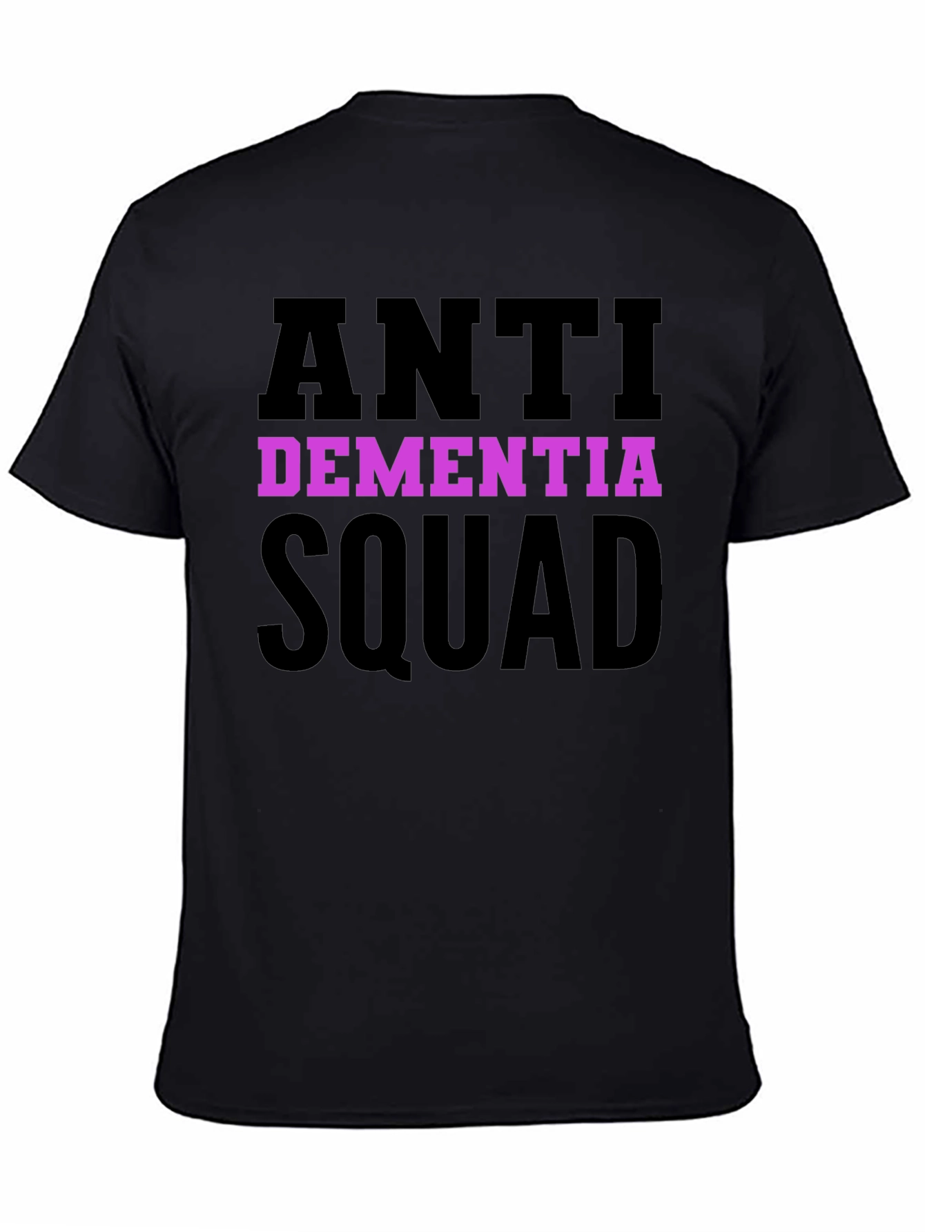 Black Anti Dementia Squad T-Shirt - Black Crew Neck Tee view 4