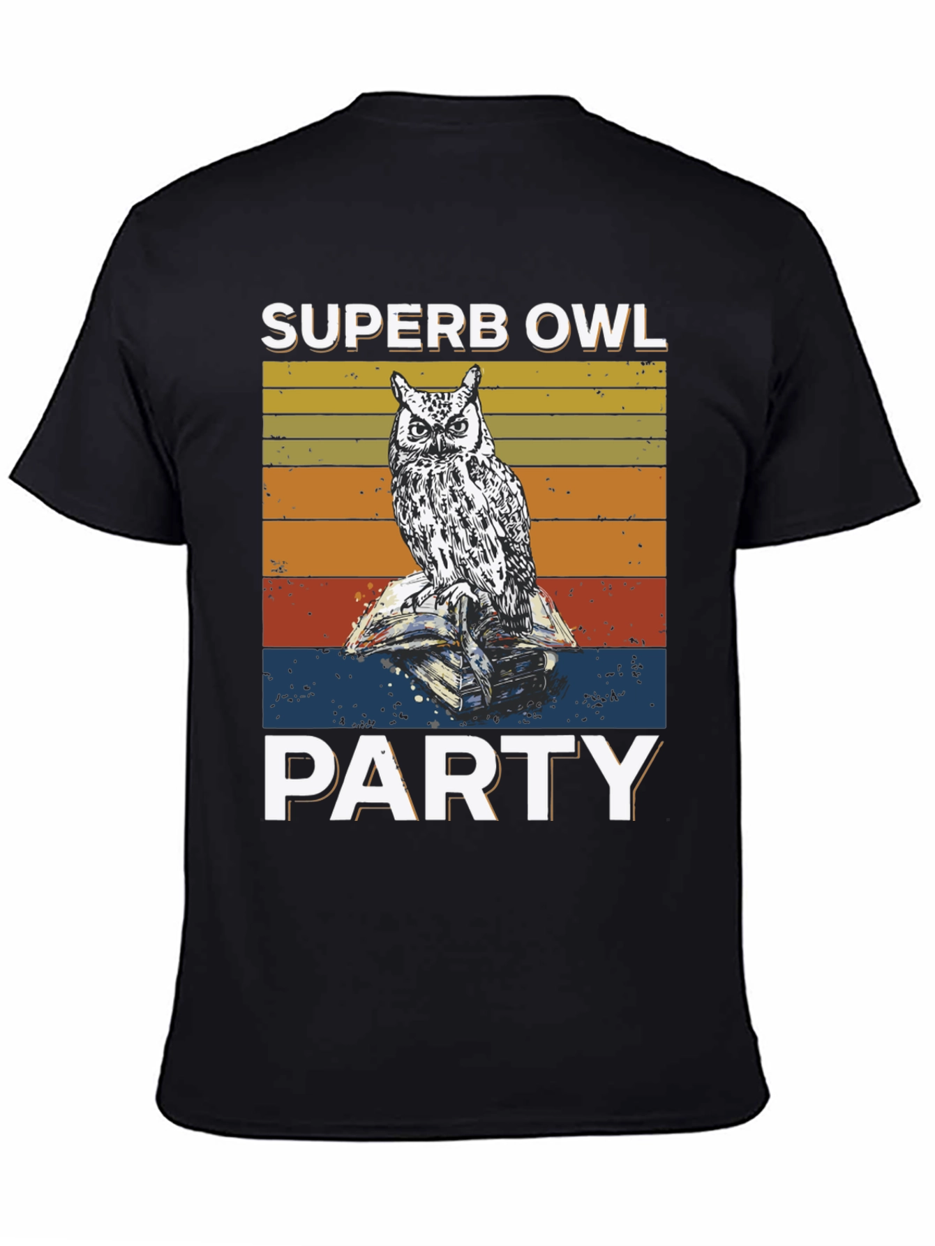 Black Superb Owl Party T-Shirt view 4