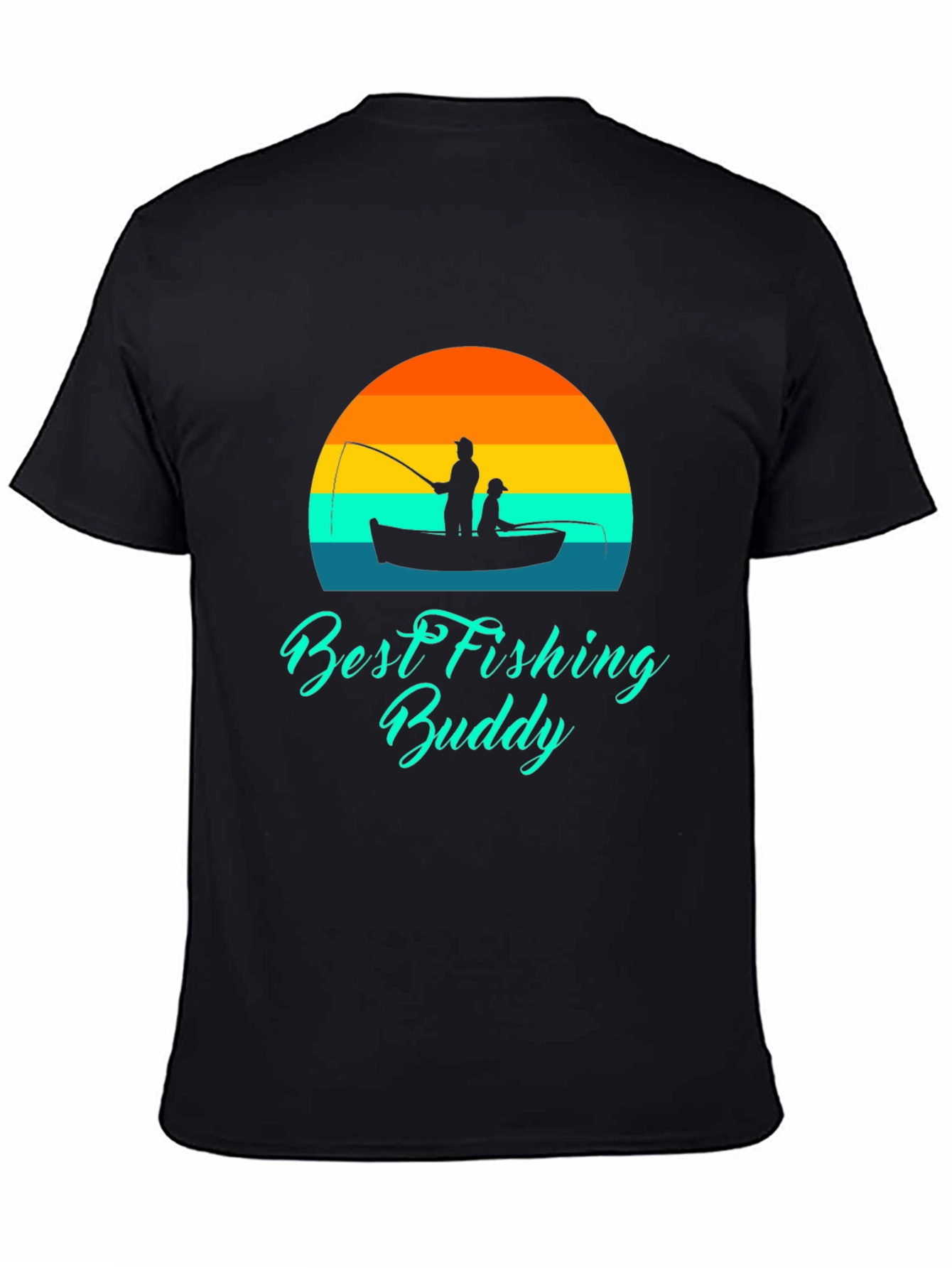 Black Best Fishing Buddy Graphic Tee - Black Cotton T-Shirt view 4