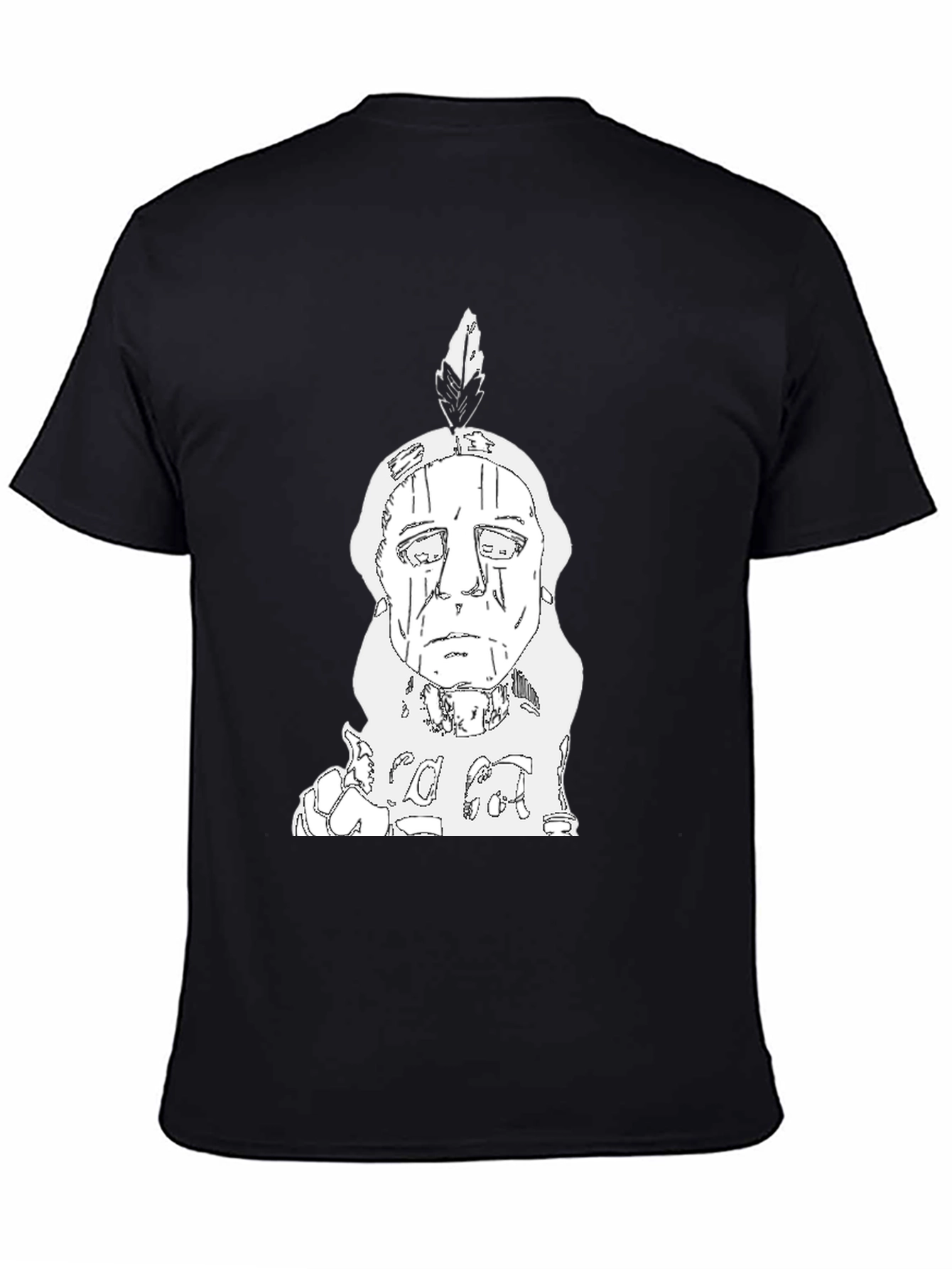 Black Indian Chief T-Shirt - Black Cotton Tee view 4