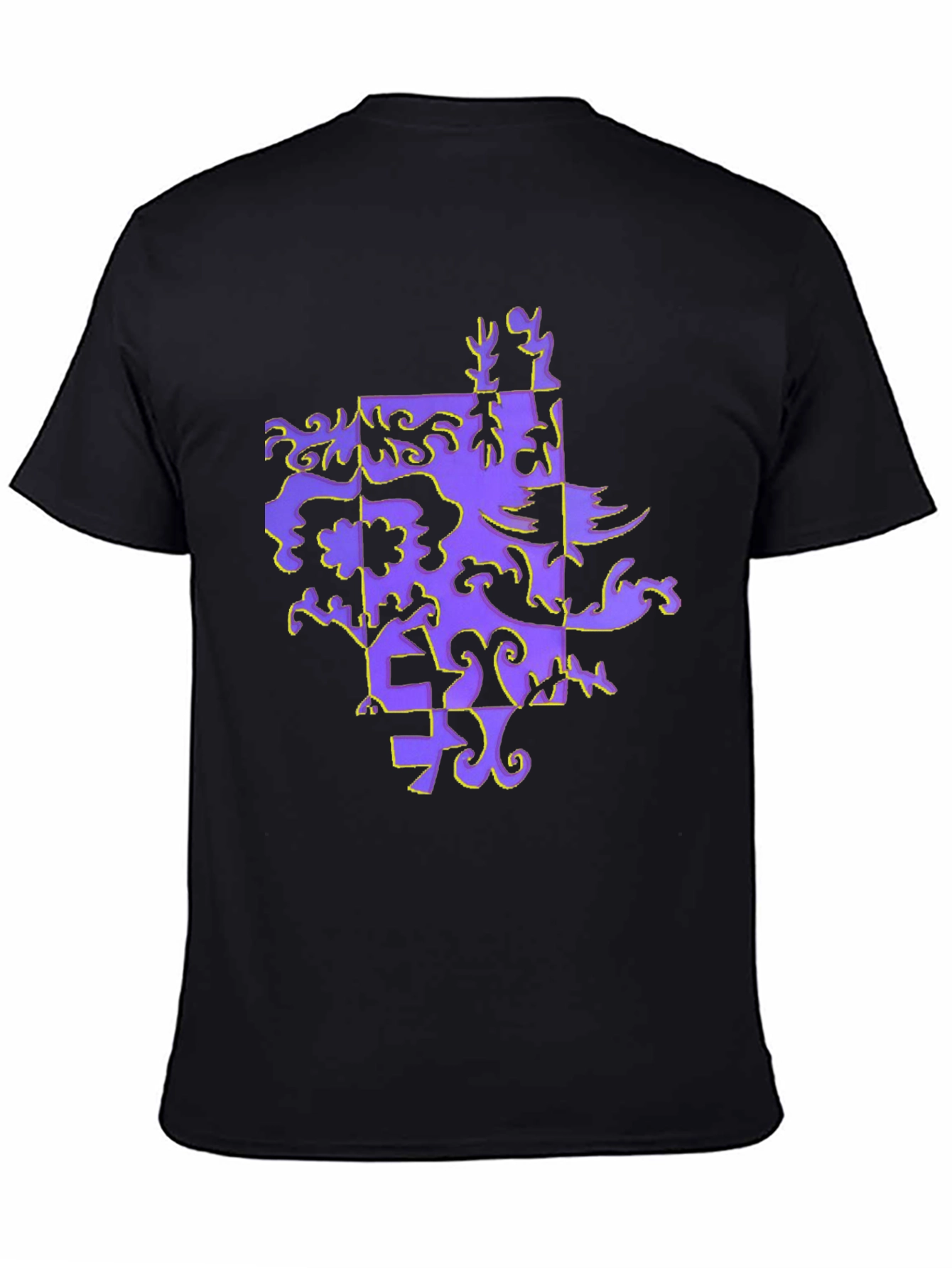 Black Abstract Pattern Black T-Shirt view 4