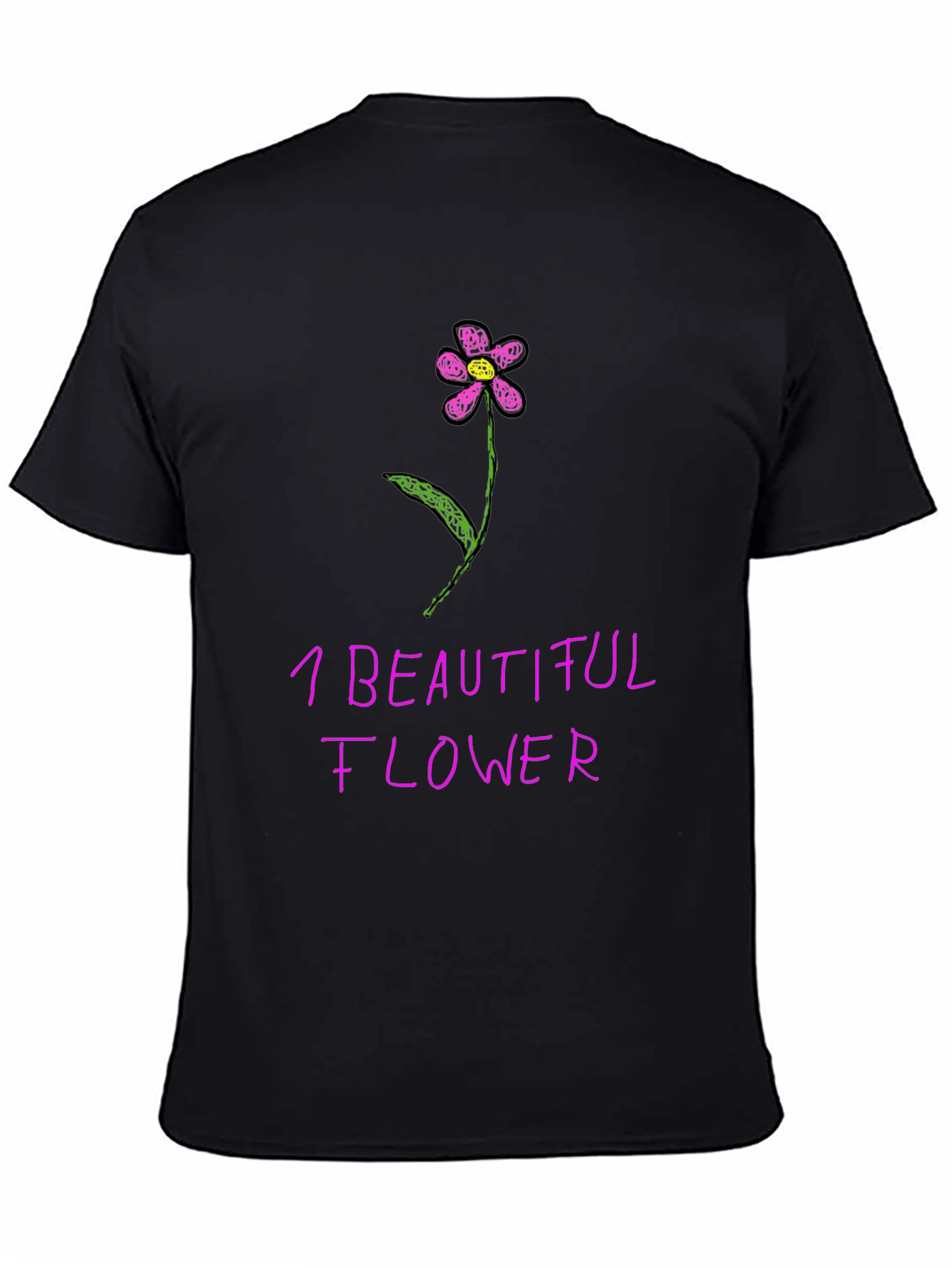 Black One Beautiful Flower Graphic T-Shirt view 4