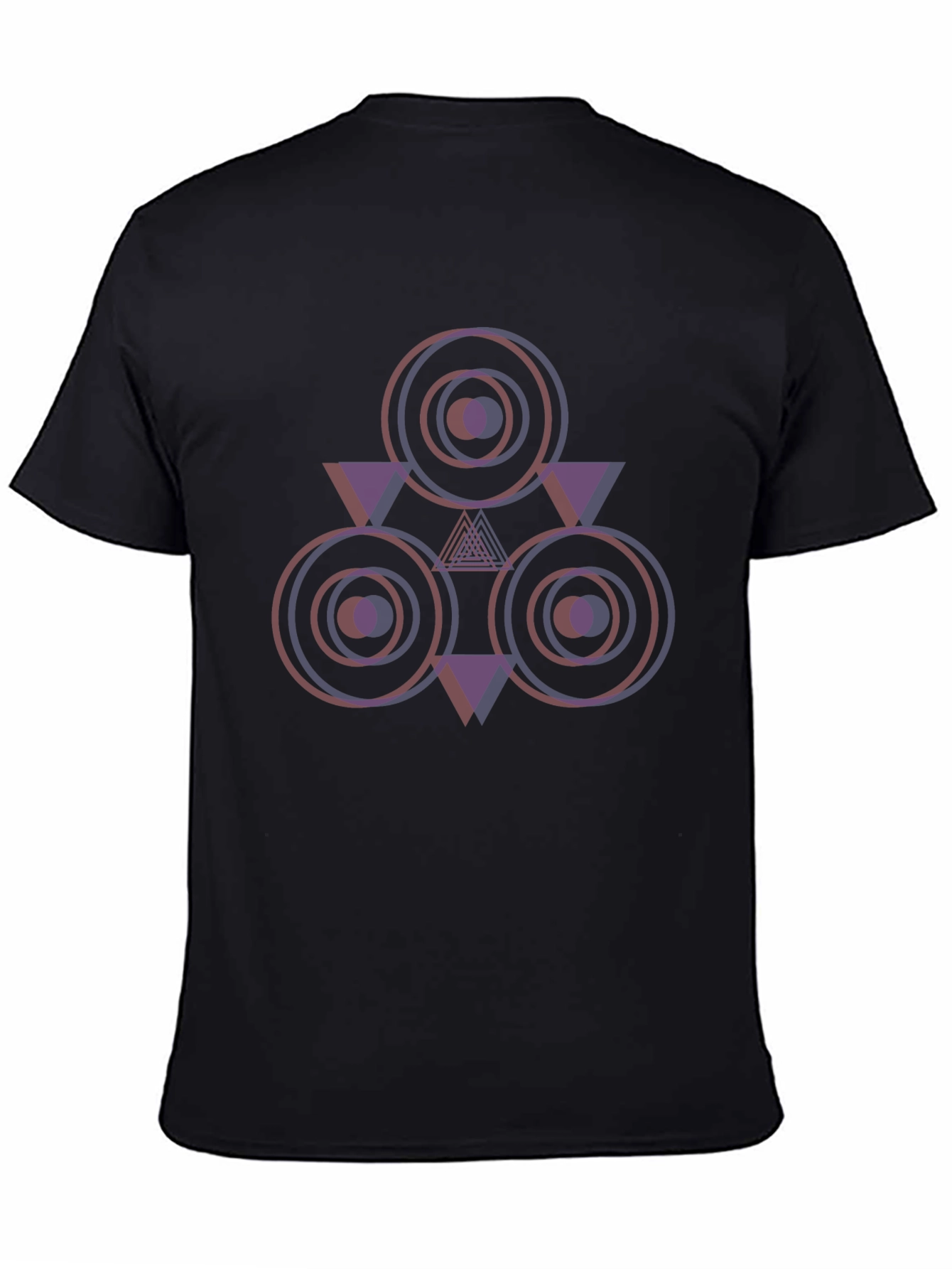 Black Geometric Circle Triangle Graphic T-Shirt view 4