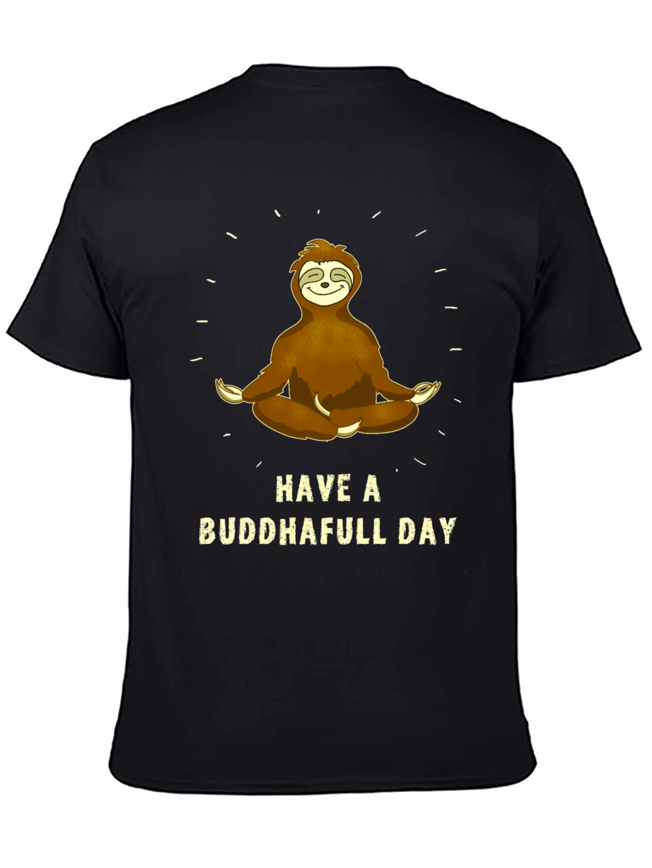 Black Buddha Sloth Graphic T-Shirt view 4